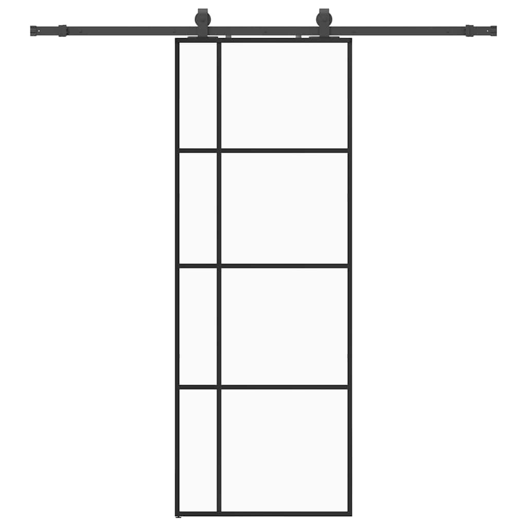 Klizna vrata s priborom crna 76 x 205 cm od ESG stakla