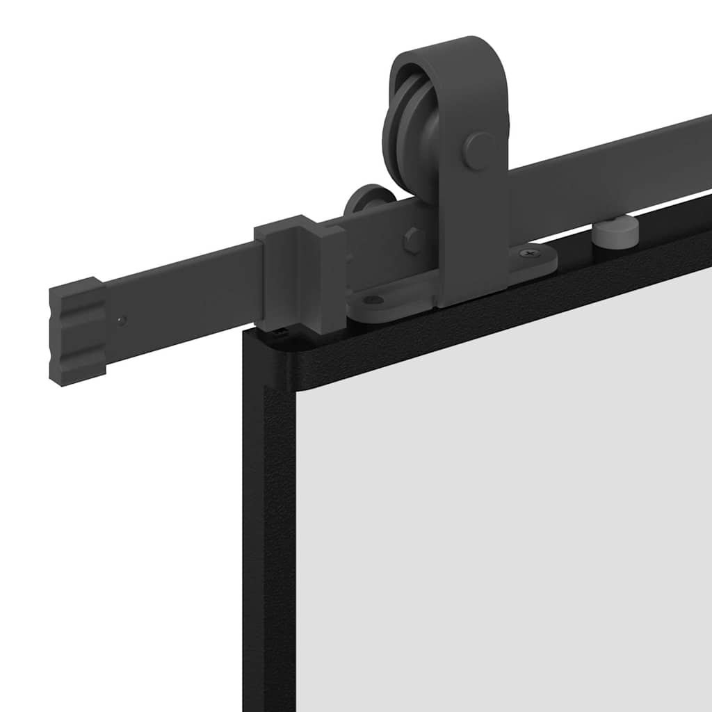 Klizna vrata s priborom crna 76 x 205 cm od ESG stakla