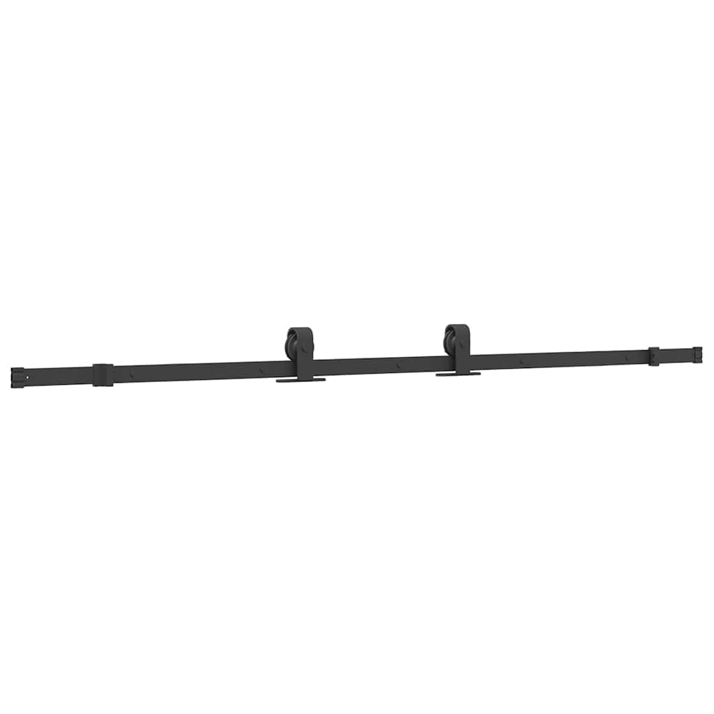 Klizna vrata s priborom crna 76 x 205 cm kaljeno staklo