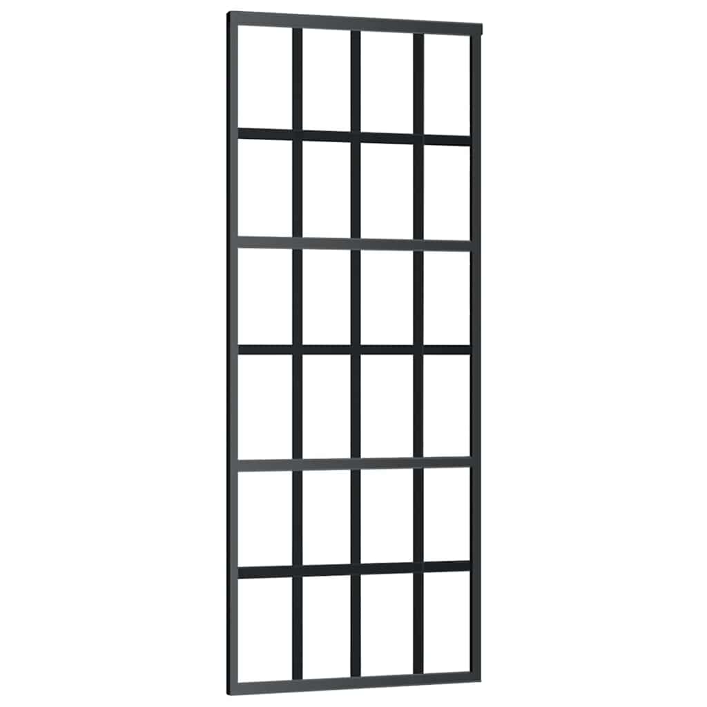 Klizna vrata s priborom crna 76 x 205 cm od ESG stakla