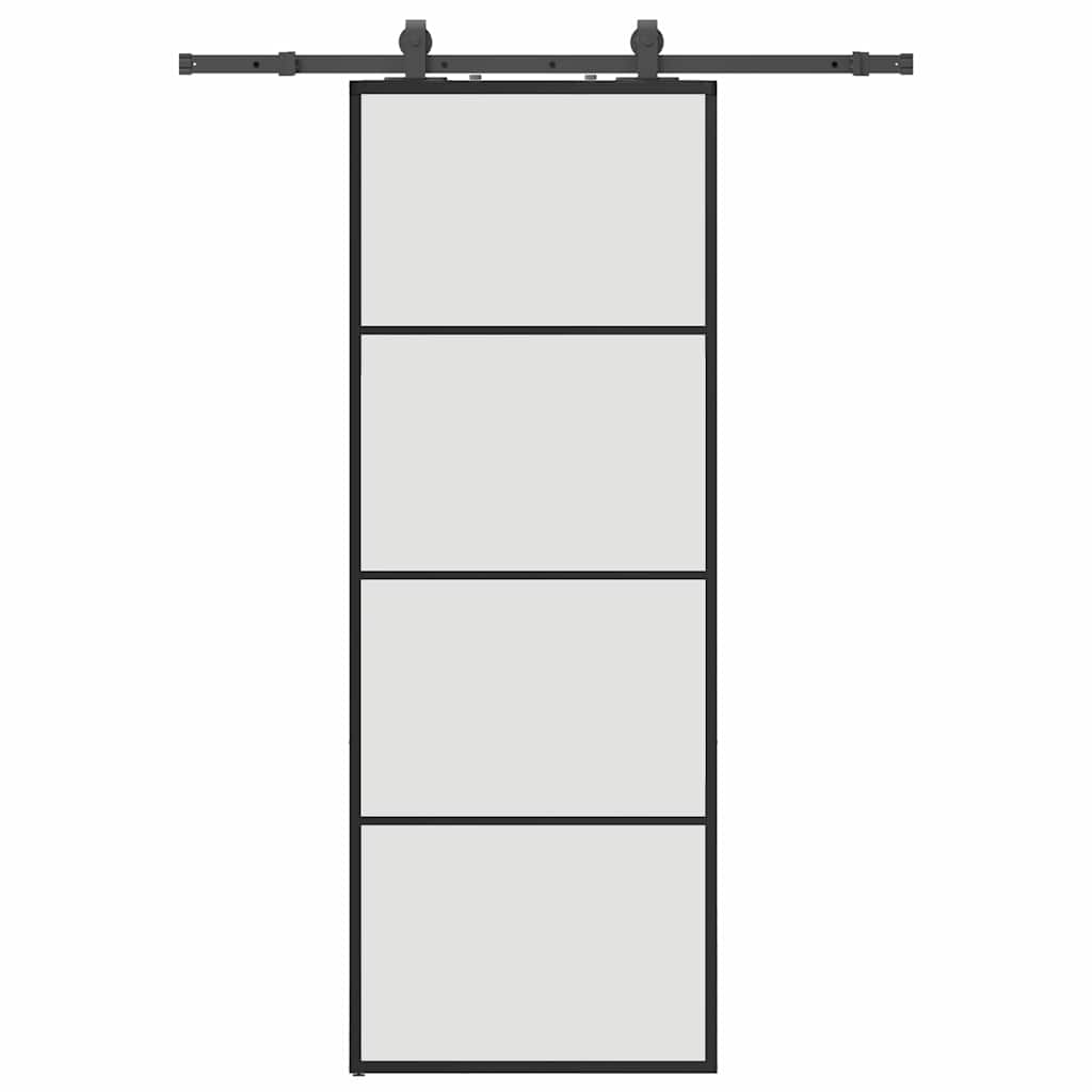 Klizna vrata s priborom crna 76 x 205 cm od ESG stakla