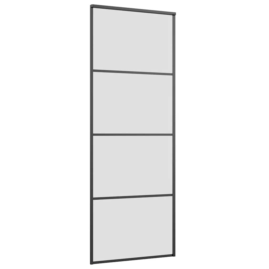 Klizna vrata s priborom crna 76 x 205 cm od ESG stakla