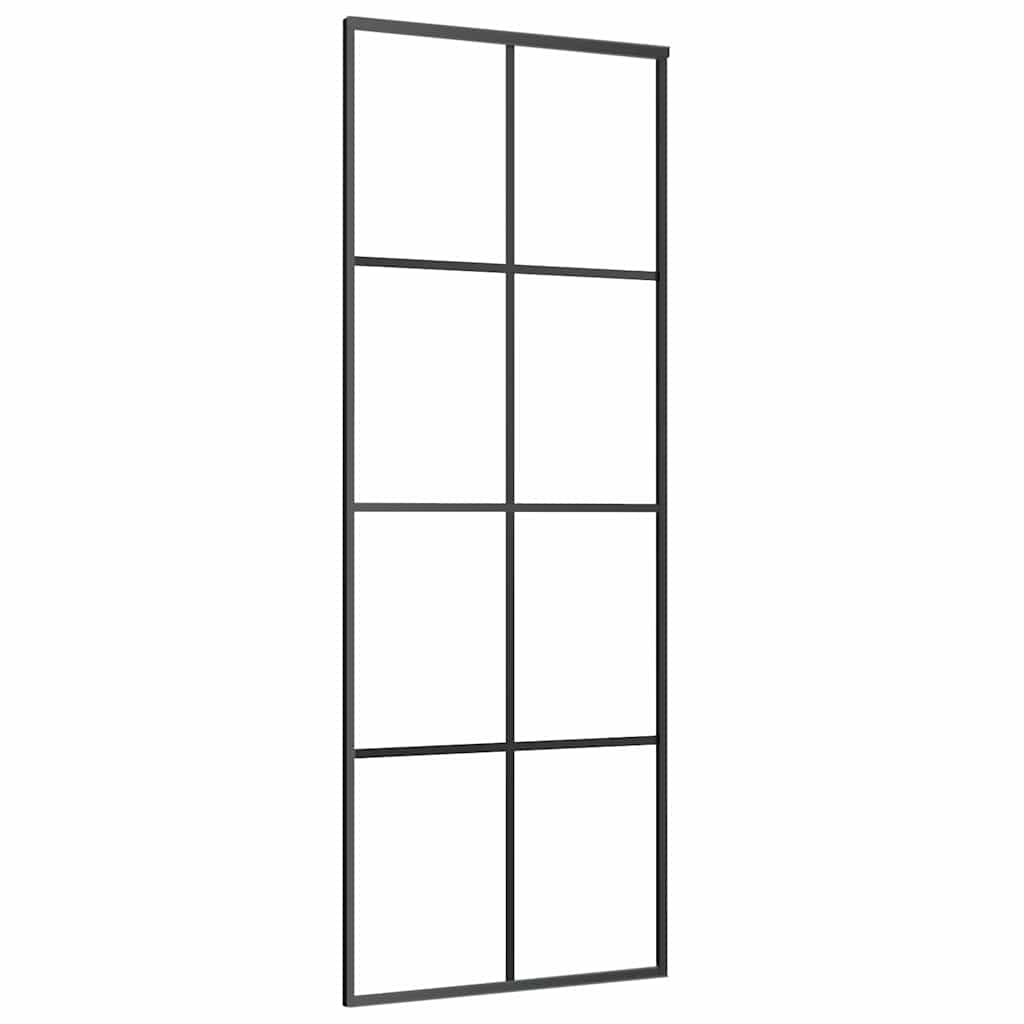 Klizna vrata s priborom crna 76 x 205 cm od ESG stakla