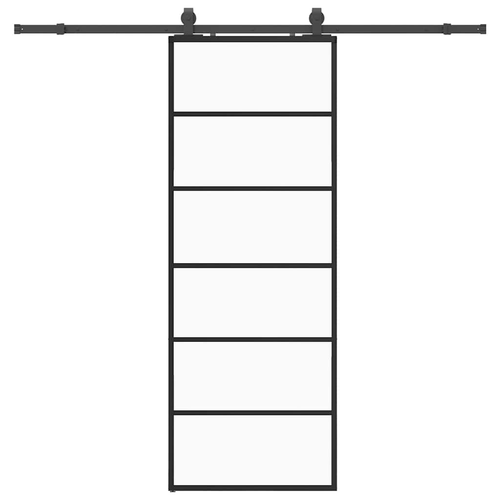 Klizna vrata s priborom crna 76 x 205 cm od ESG stakla
