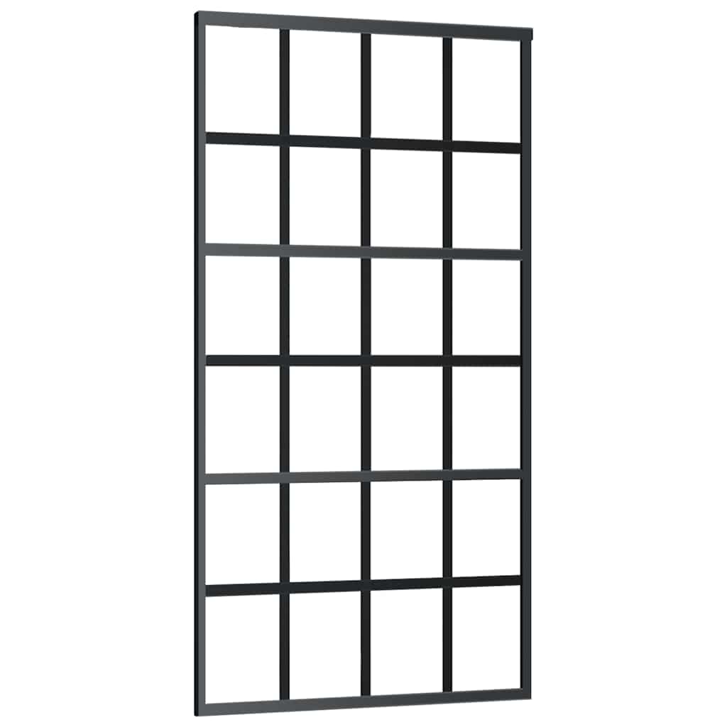 Klizna vrata s priborom crna 102 x 205 cm od ESG stakla