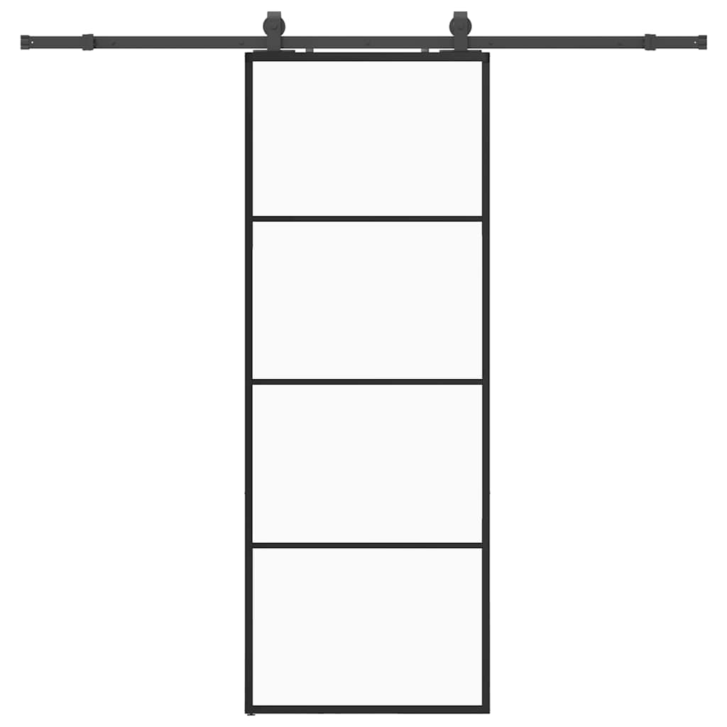 Klizna vrata s priborom crna 76 x 205 cm od ESG stakla