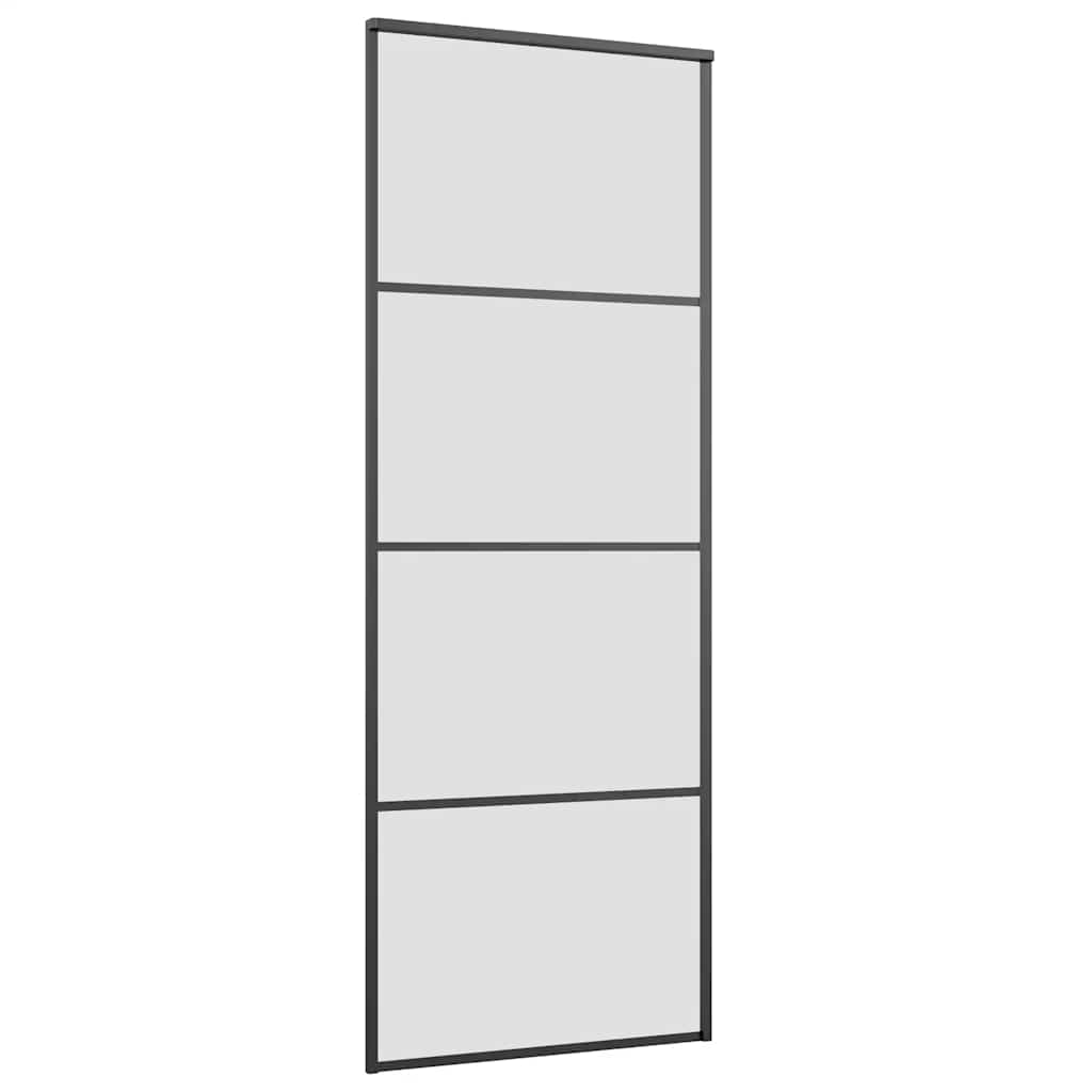 Klizna vrata s priborom crna 76 x 205 cm od ESG stakla