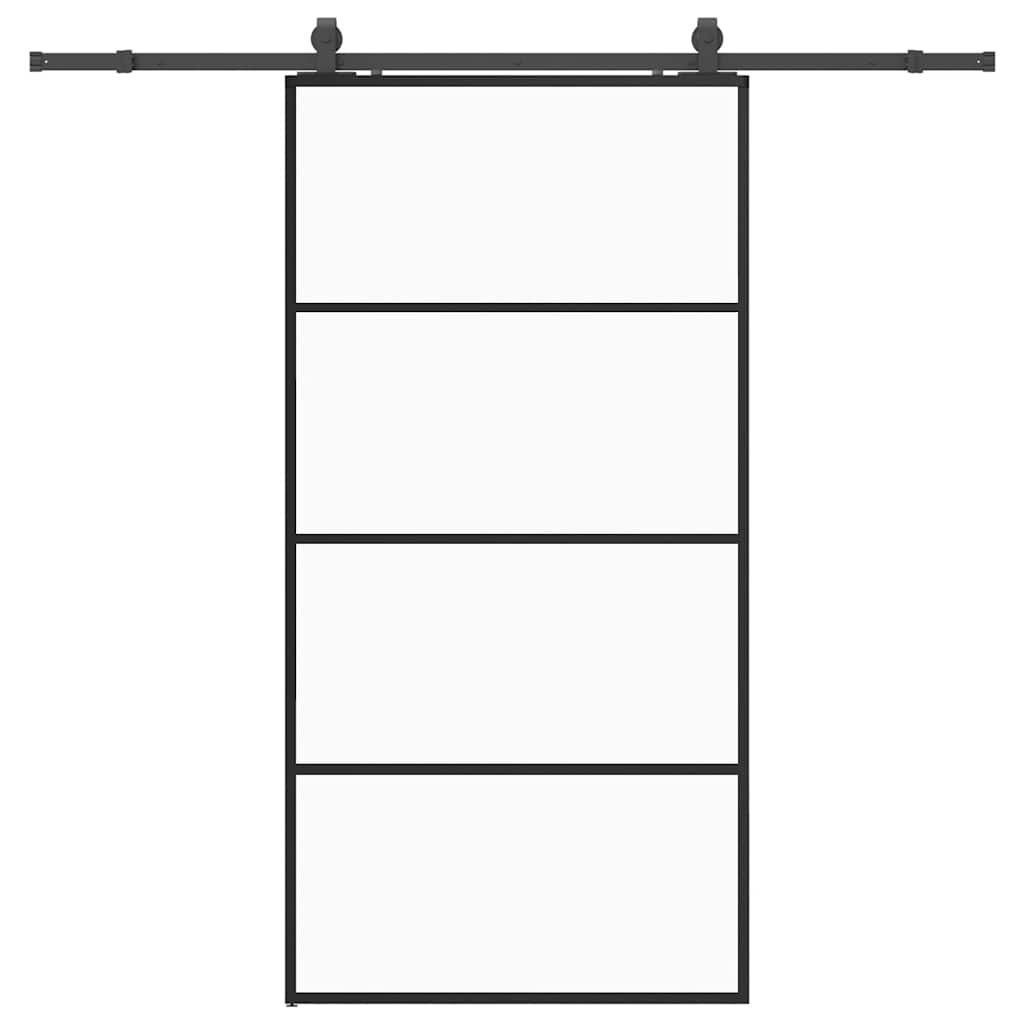 Klizna vrata s okovima crna 102,5x205 cm ESG staklo