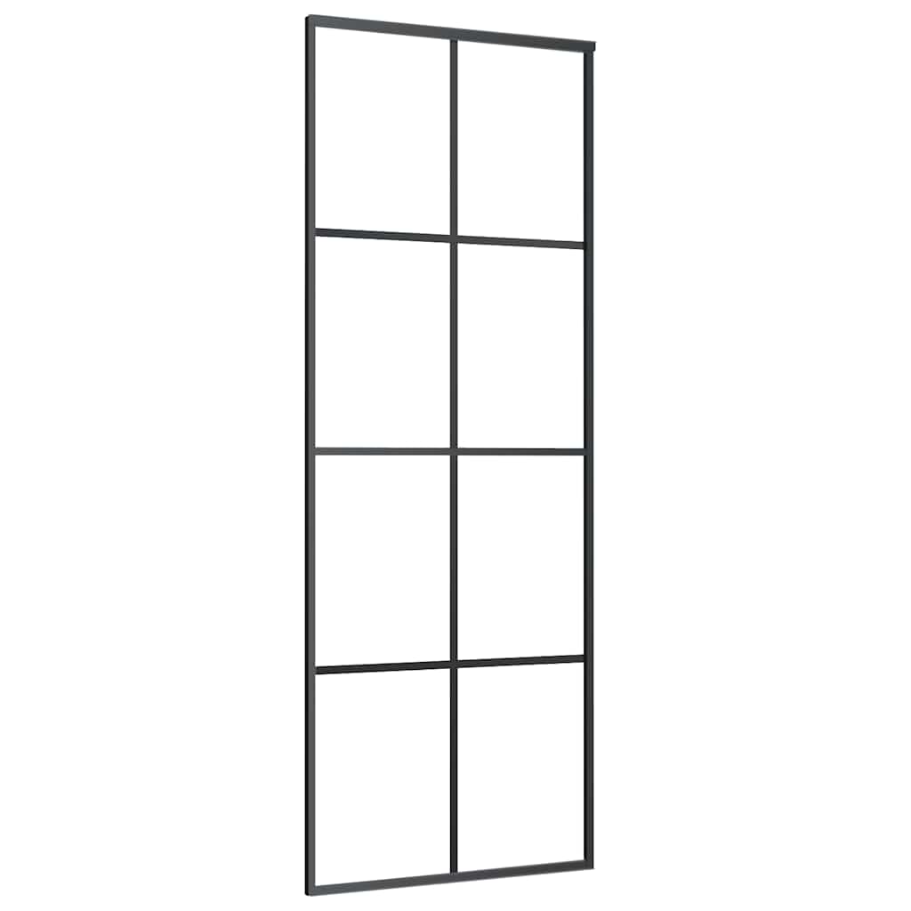 Klizna vrata s priborom crna 76 x 205 cm od ESG stakla
