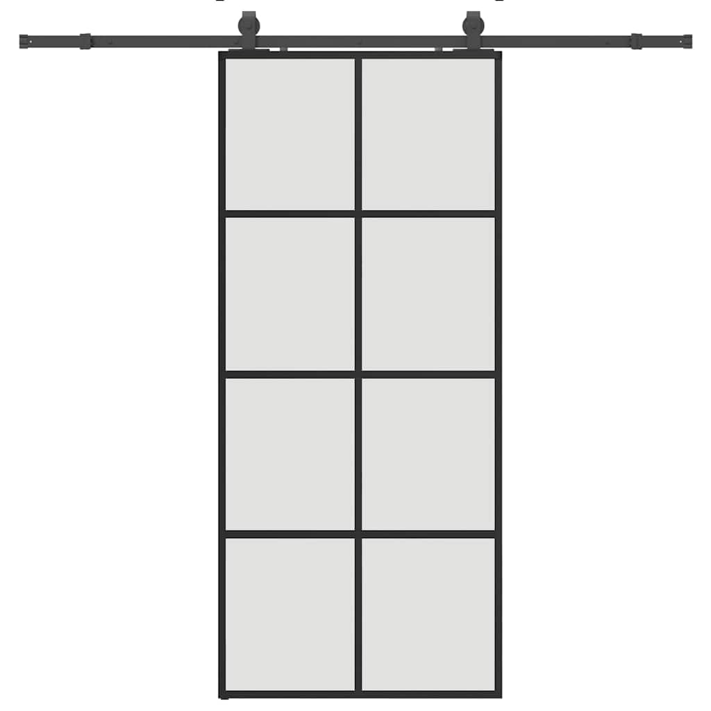 Klizna vrata s priborom crna 90 x 205 cm od ESG stakla