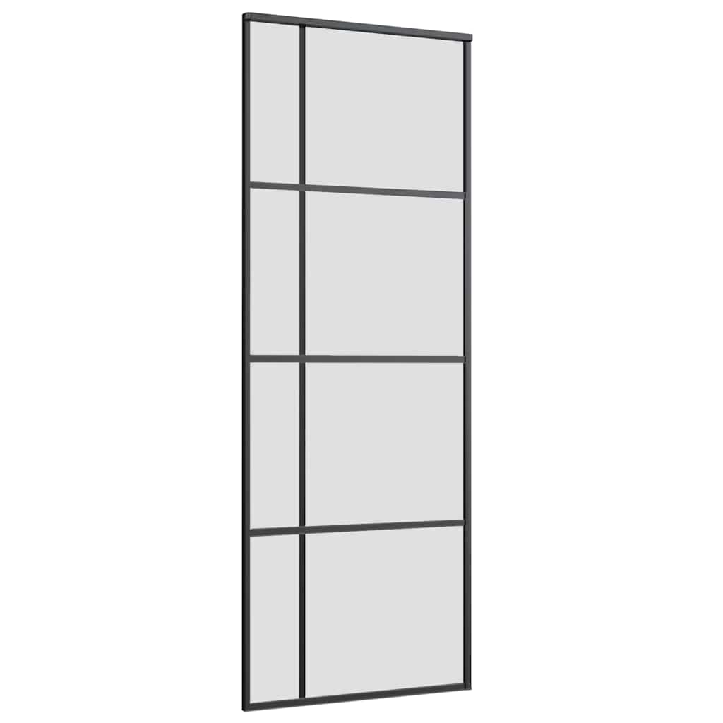 Klizna vrata s priborom crna 76 x 205 cm od ESG stakla