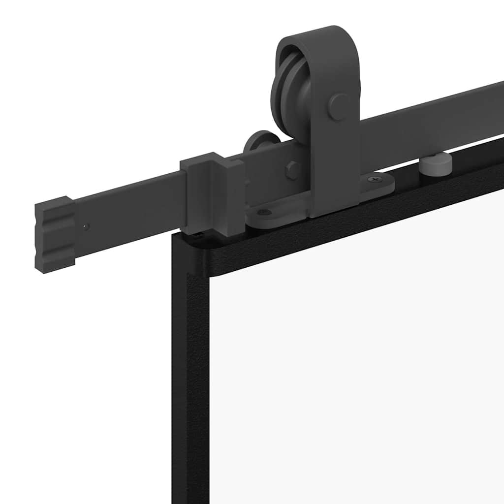 Klizna vrata s priborom crna 76 x 205 cm kaljeno staklo