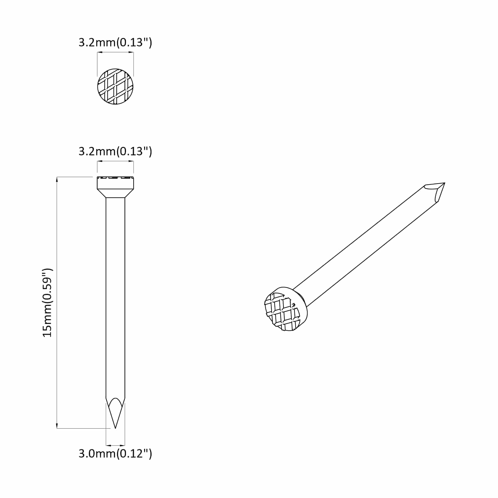 Čavli za Drvo 2 pcs Srebrno Ø 3 x 15 mm Metal