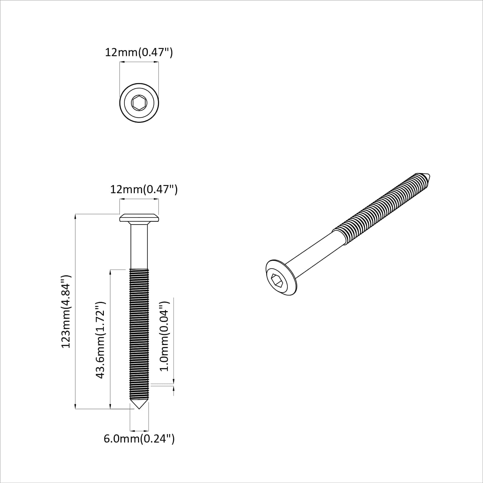 Namještajni vijci 2 pcs Srebrno M6 x 120 mm Čelik