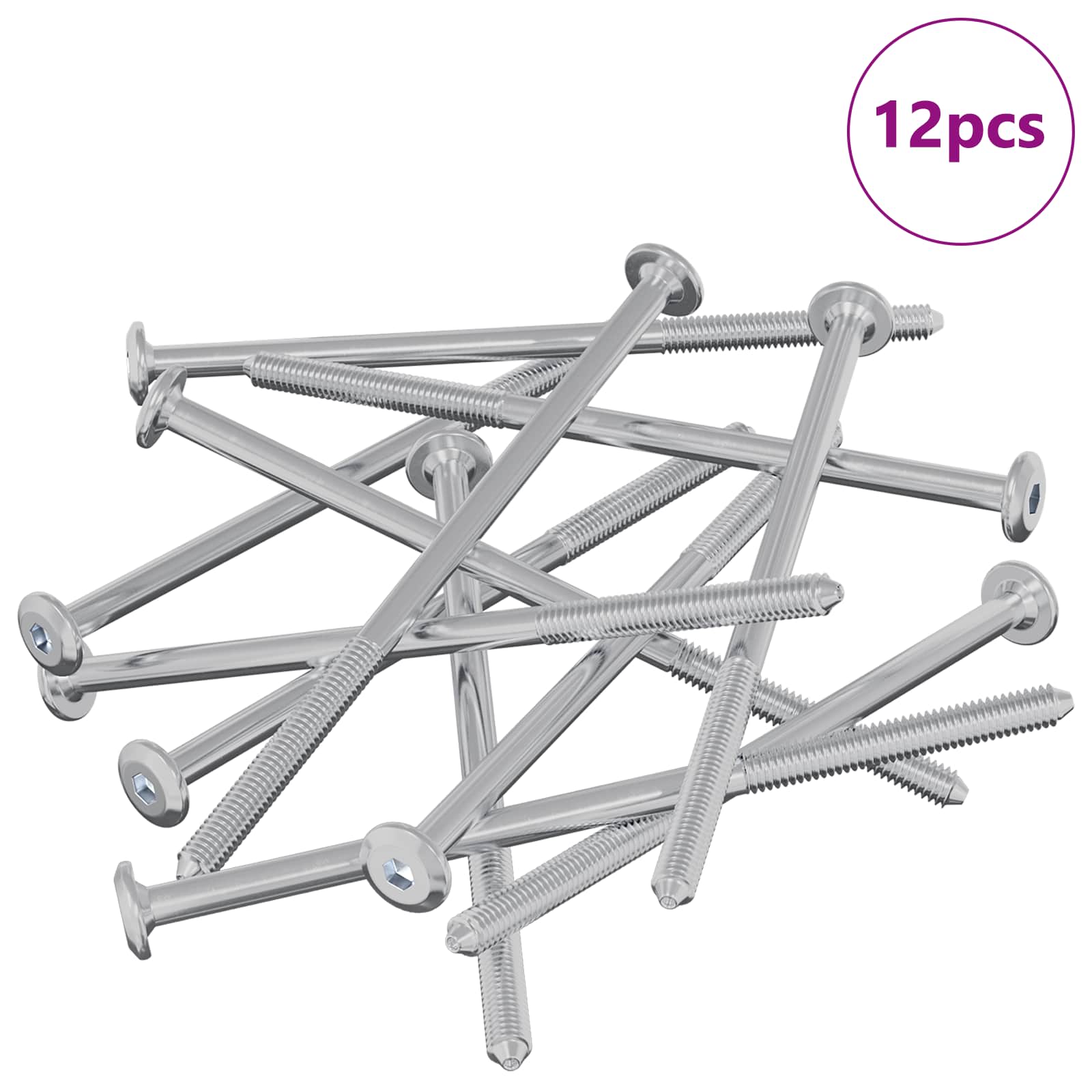 Namještajni vijci 12 pcs Srebrno M6 x 120 mm Čelik