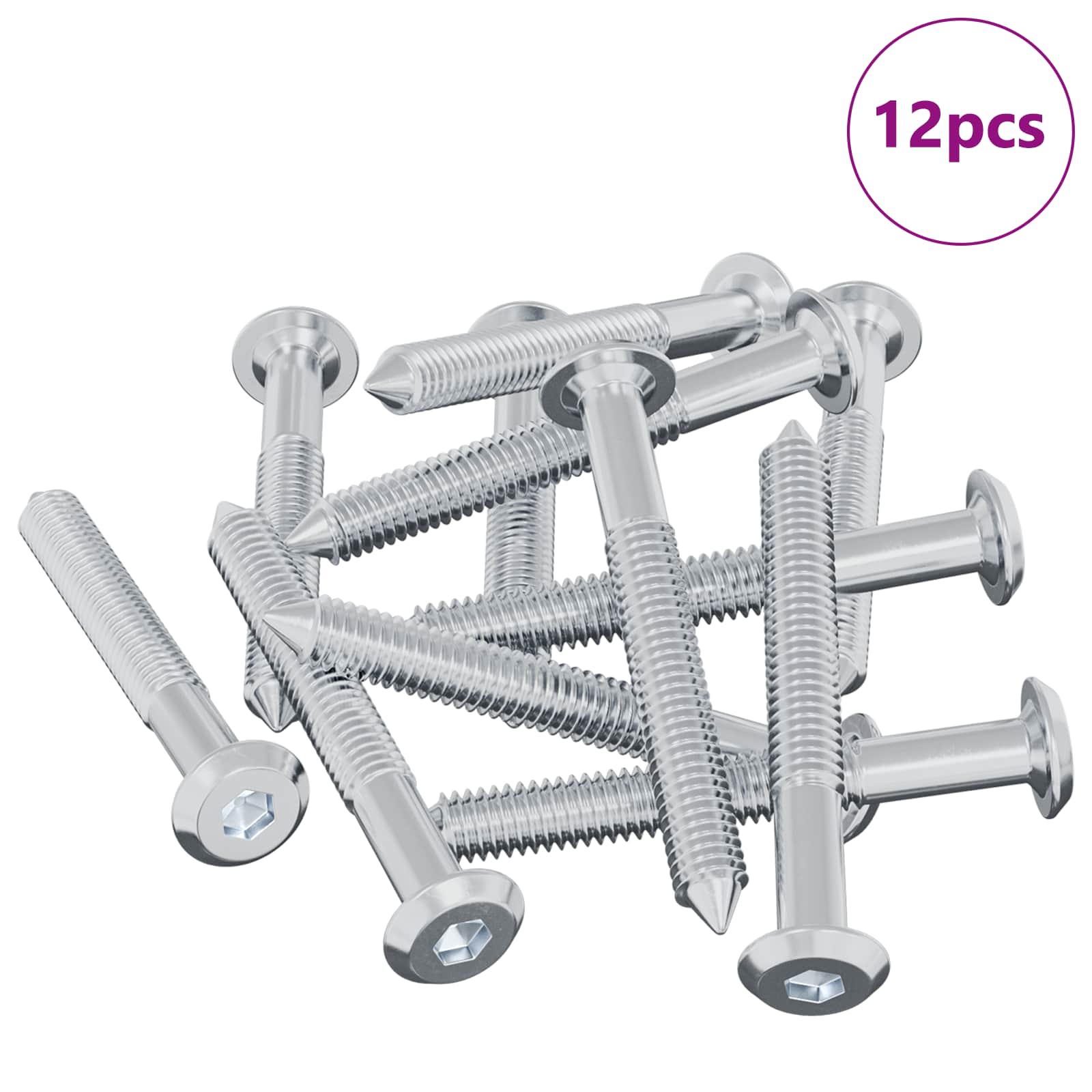 Vijak 12 pcs Srebrno M6 x 50 mm Čelik