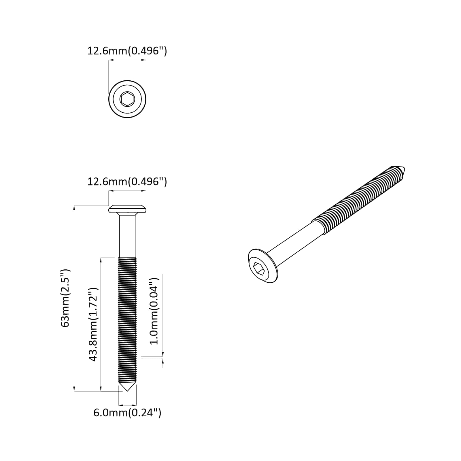 Vijak 1600 pcs Srebrno M6 x 60 mm Čelik