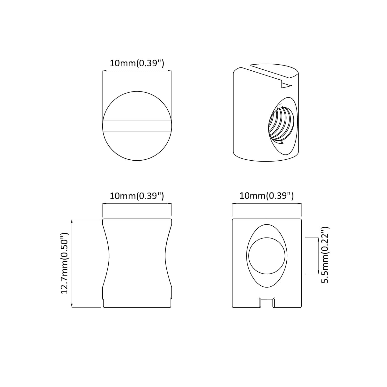 Barrel matica 2 pcs Srebrno M6 x 13 mm Željezo
