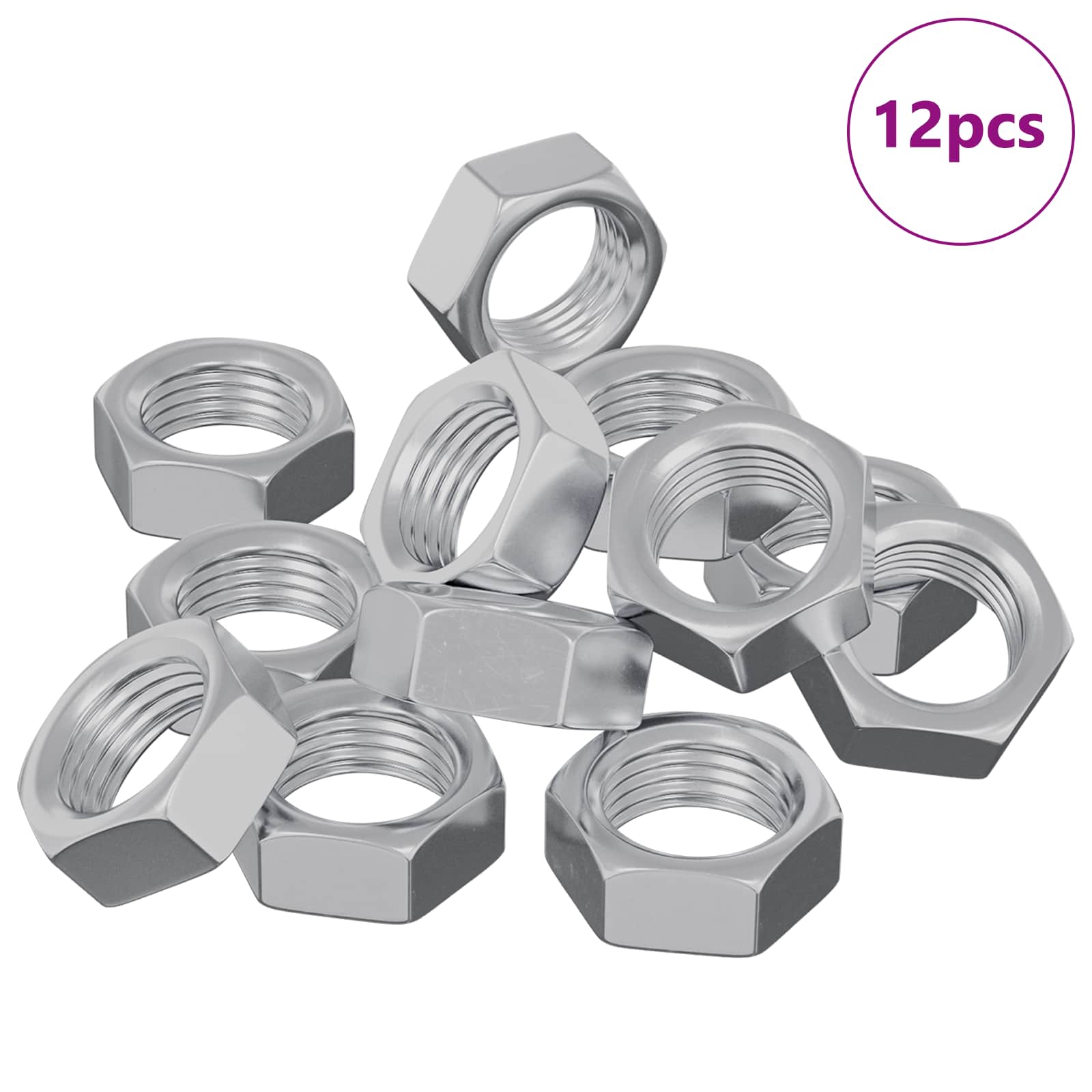 Šesterokutna matica 12 pcs Srebrno M6 Metal