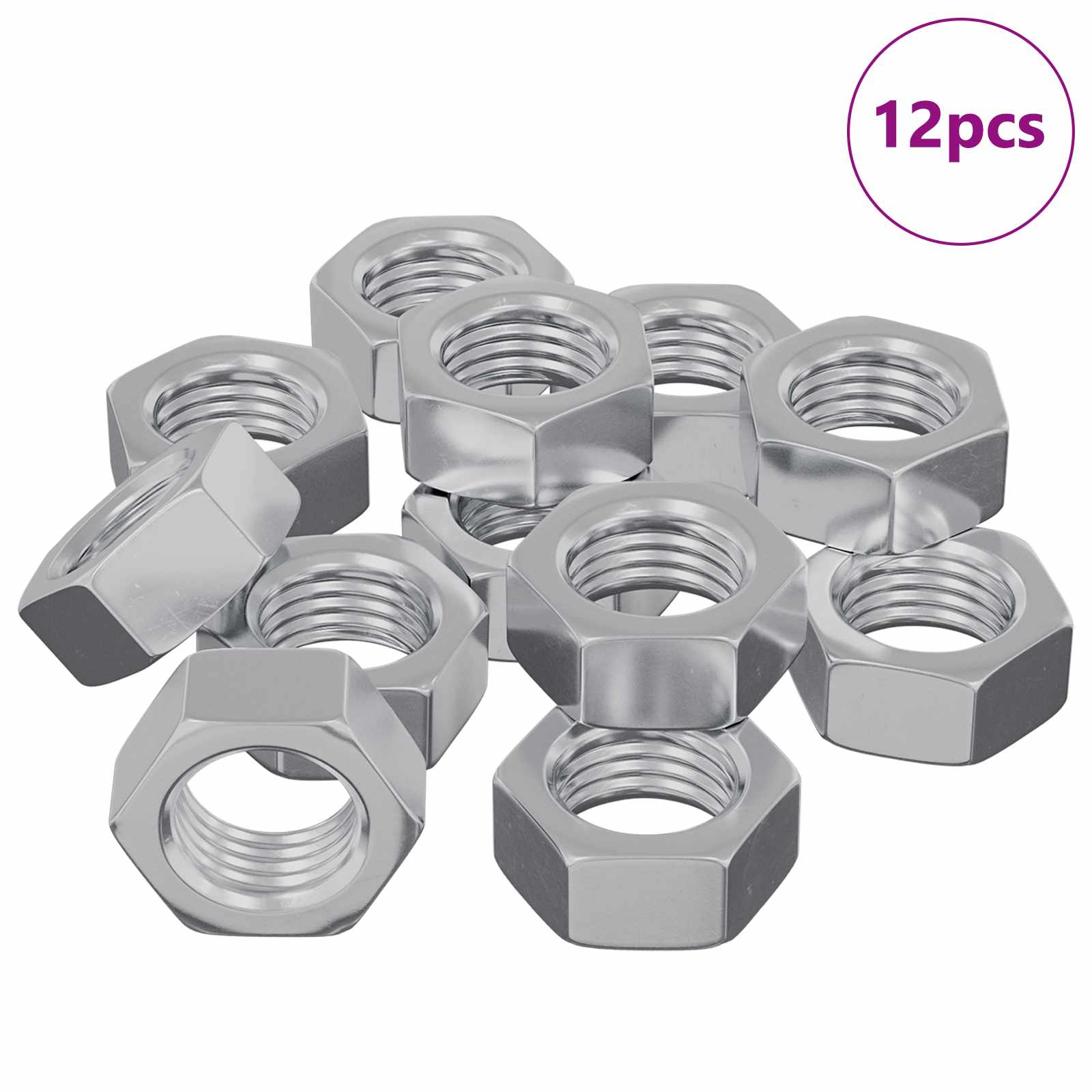 Šesterokutna matica 12 pcs Srebrno M6 Metal