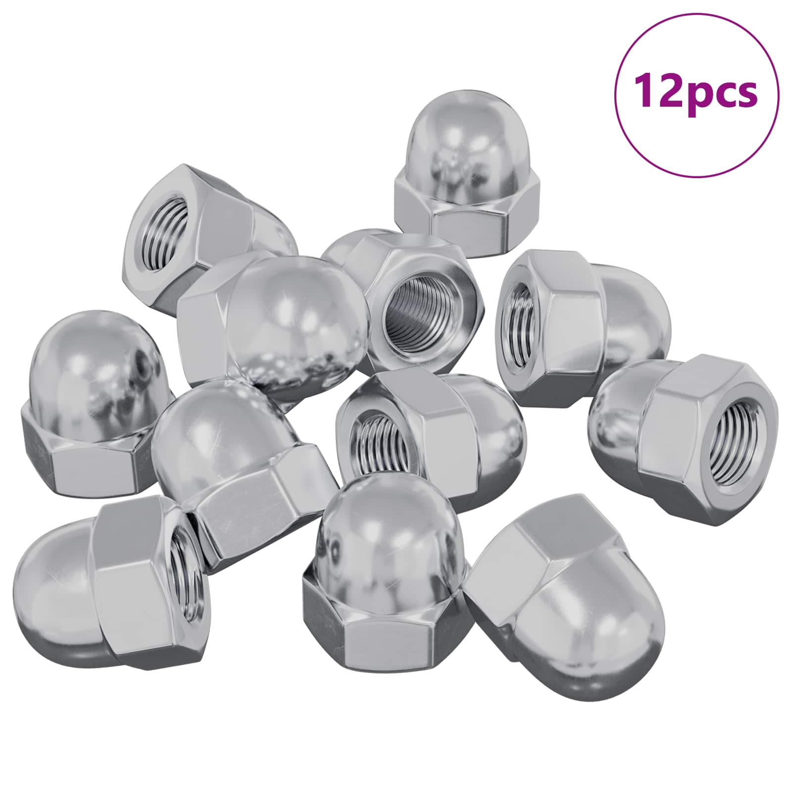 Šesterokutne žižak matice 12 pcs Srebrno m8 Metal
