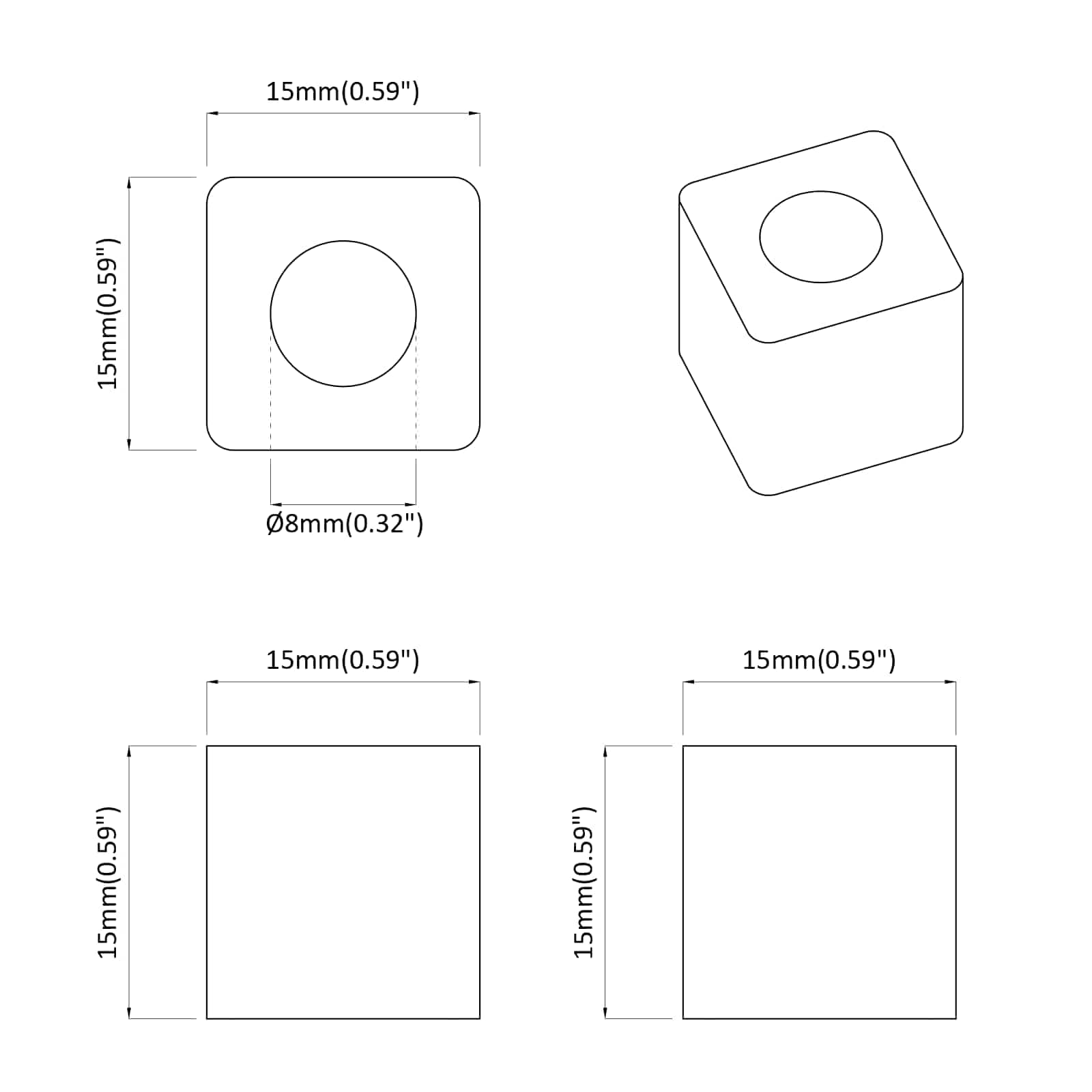 Držač ladice 2 pcs Crna 15 x 15 x 15mm PP kopolimer