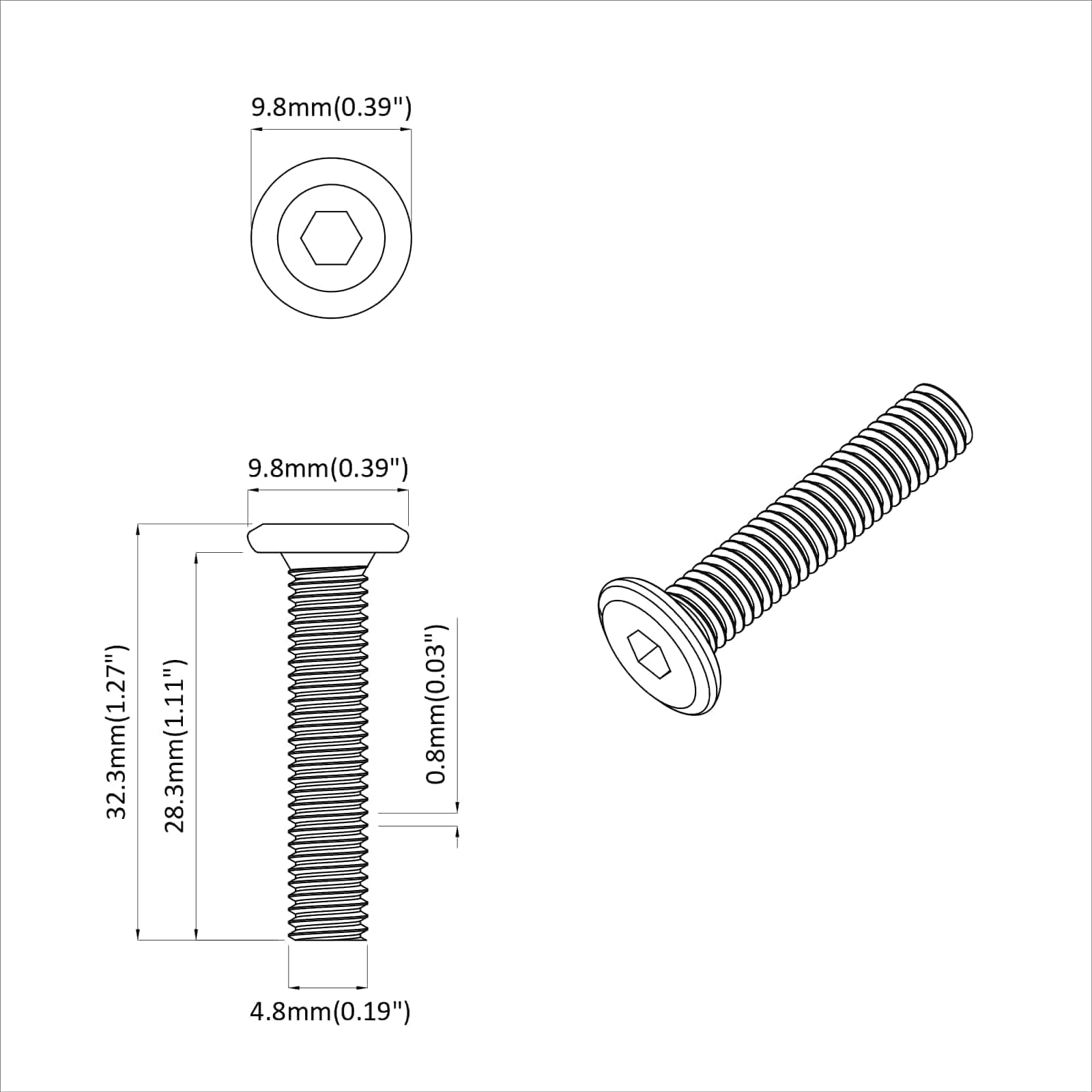 Vijak 2 pcs Srebrno 5 x 30 mm Željezo