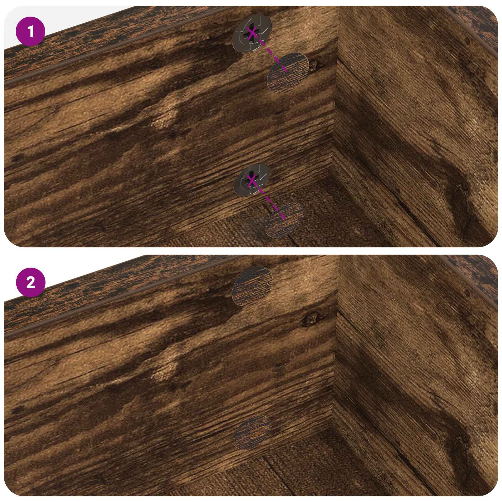 Ljepljiva Pokrivač za Vijake 2 pcs Dimljeni hrast Ø 20 x 0,5 mm