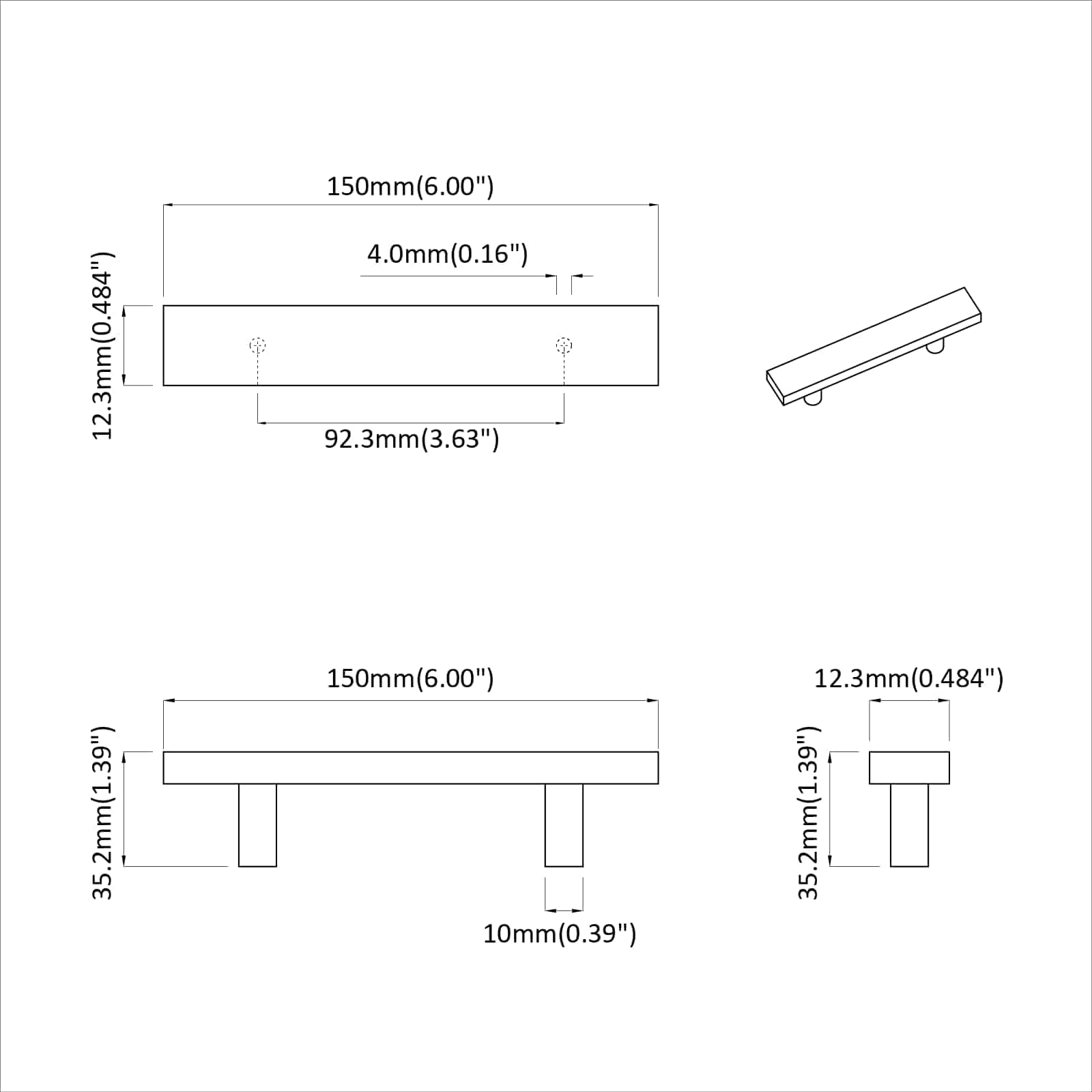 Drška za ormar 420 pcs Crna 150 x 12,3 x 35,2 mm