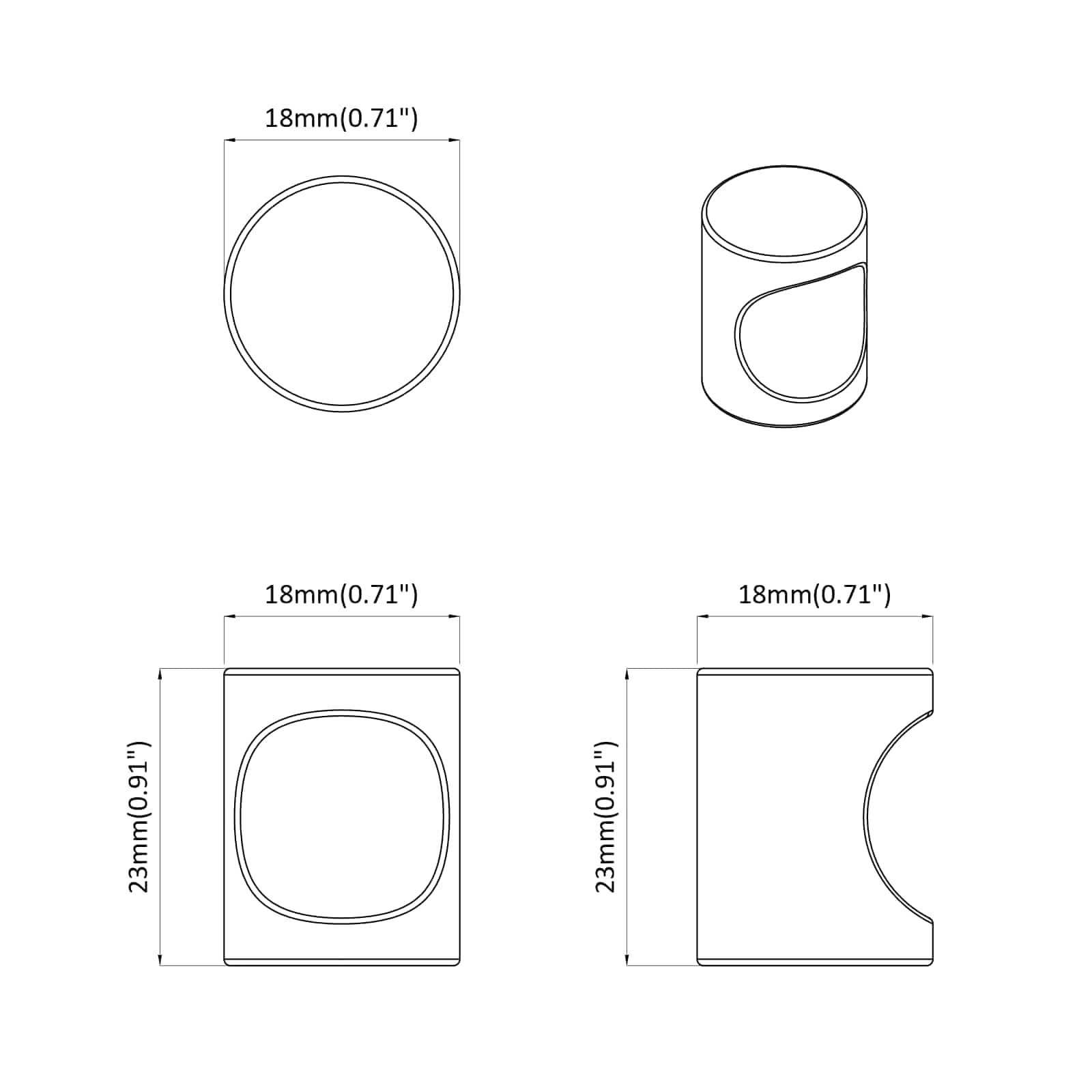 Kabinetski gumb 2 pcs Crna 18 x 23 mm Željezo