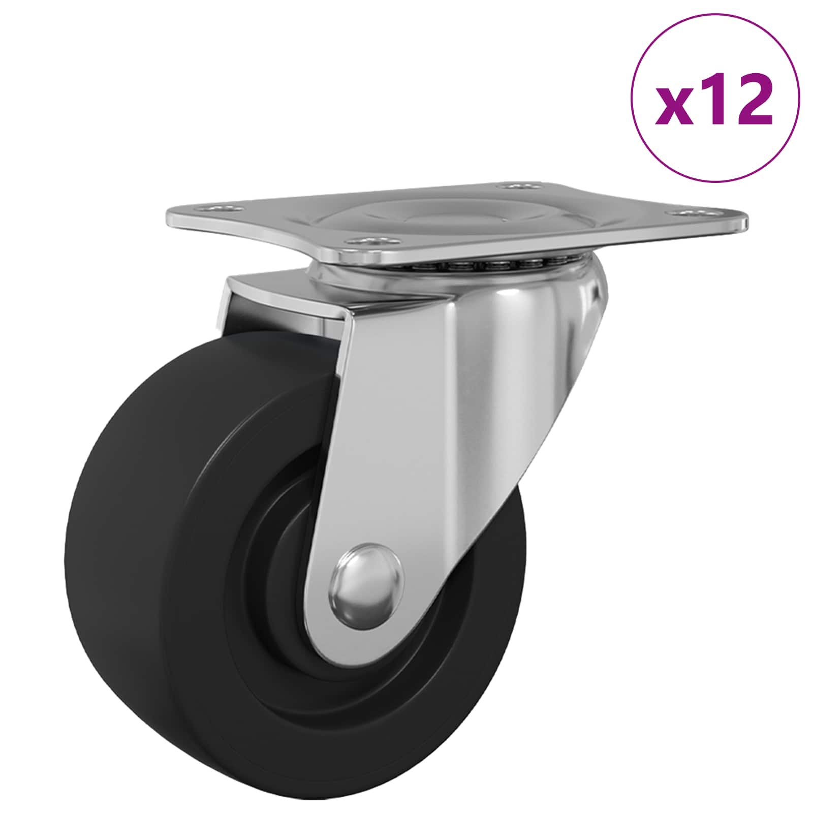 Dizalni kotač 12 pcs Srebrno 60 x 60 x 50 mm Željezo i najlon