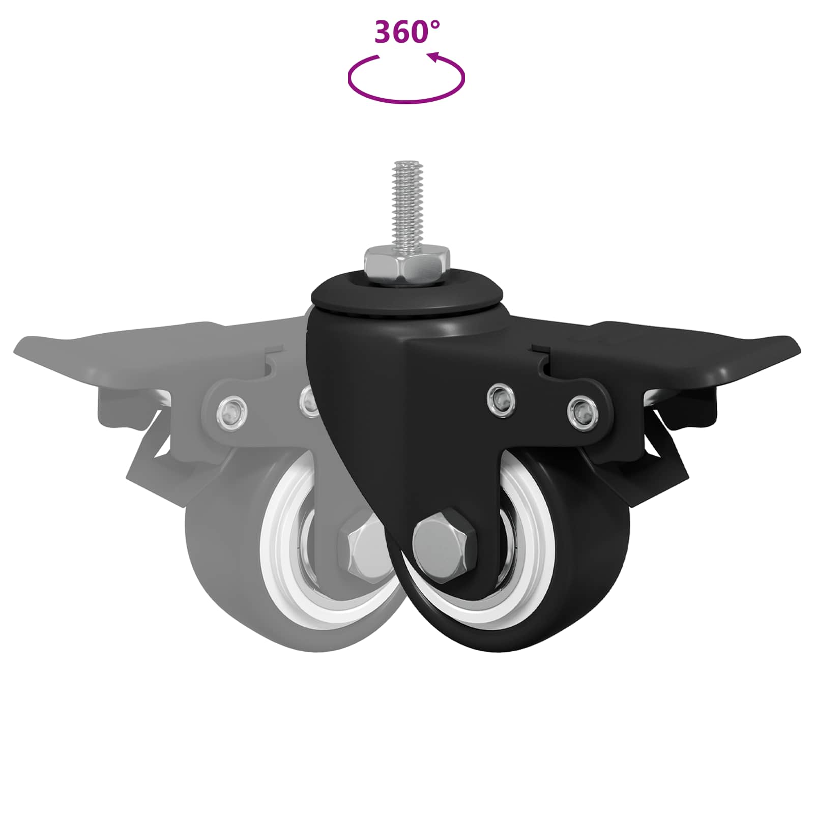 Kotači 2 pcs Crna M6 x 37 mm Željezo i Najlon