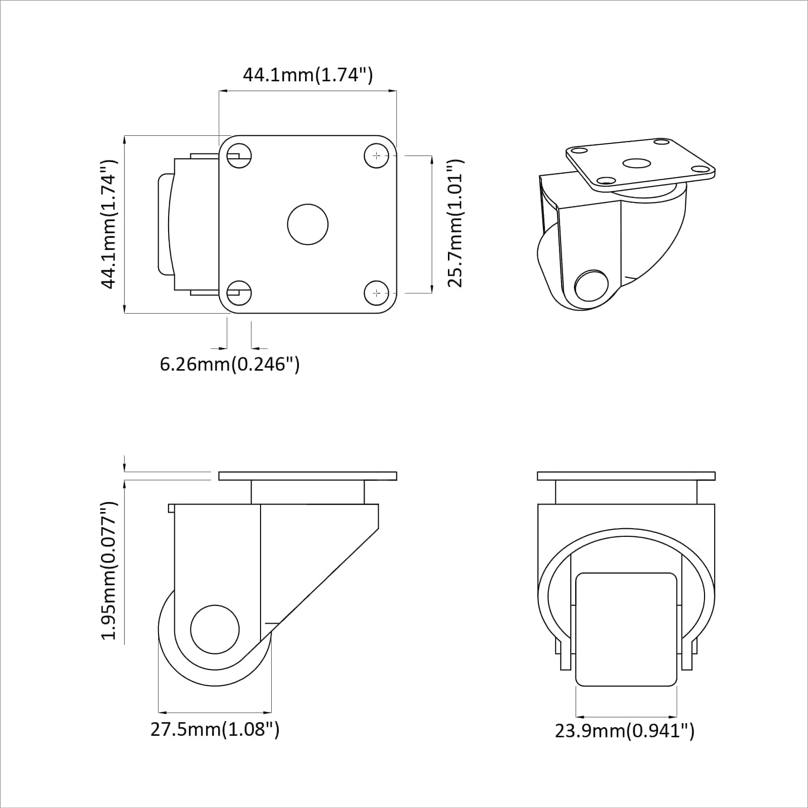 Kaster 12 pcs Srebrno 44,1 x 44,1 x 1,95 mm Najlon