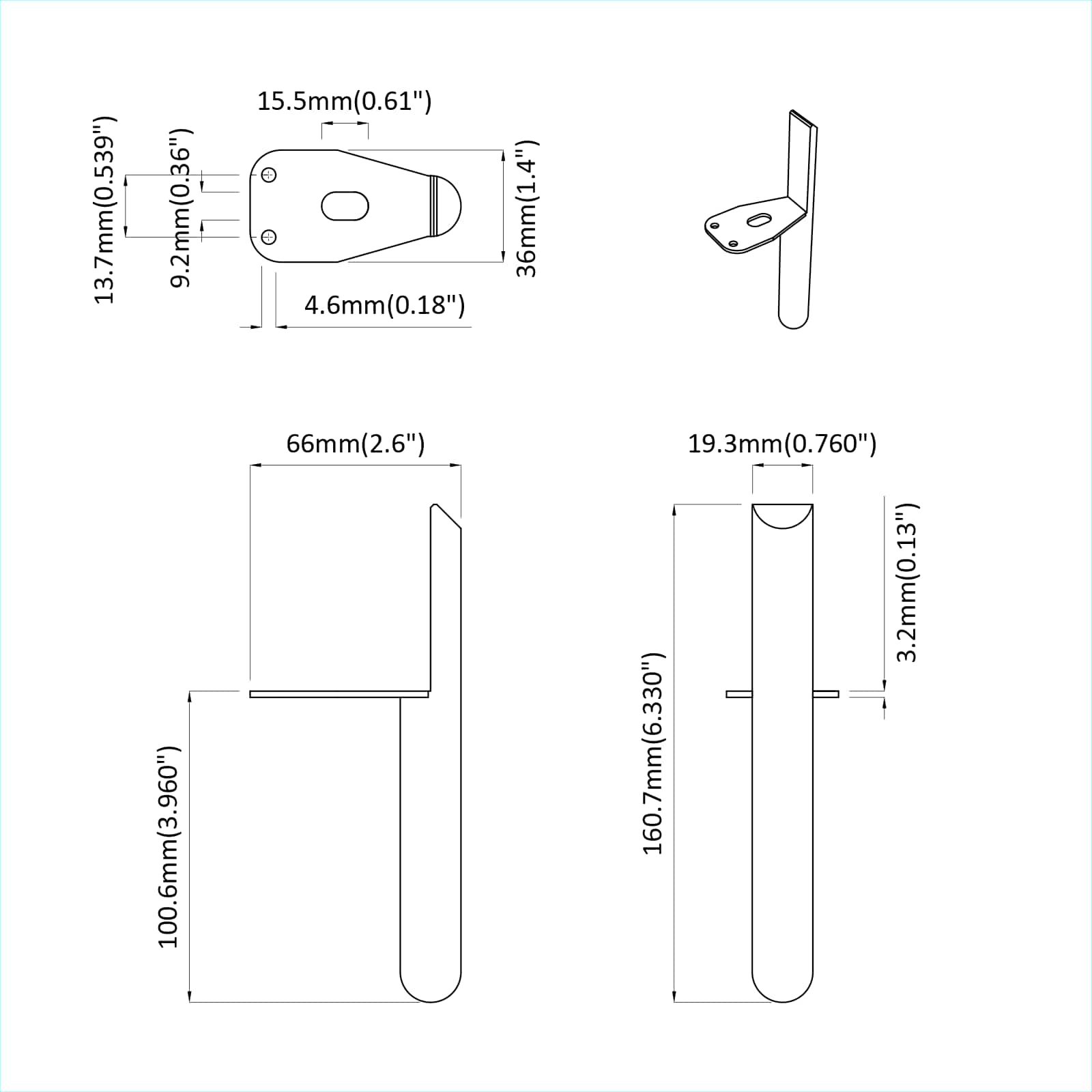 Noge namještaja 12 pcs Crna 66 x 36 x 160 mm Željezo