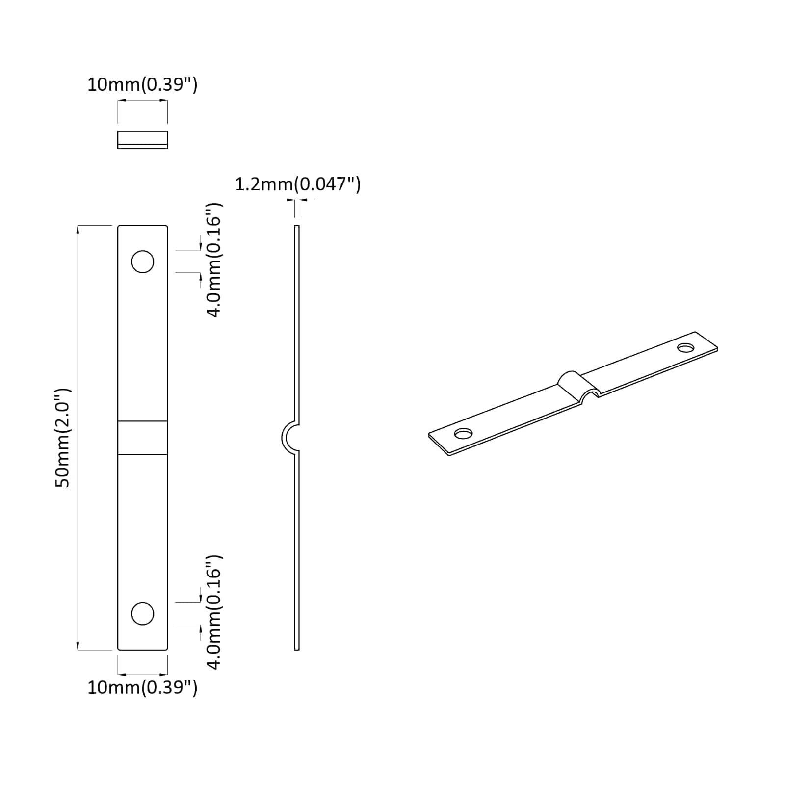 Udarna ploča 2 pcs Srebrno 50 x 10 x 1,2 mm Željezo
