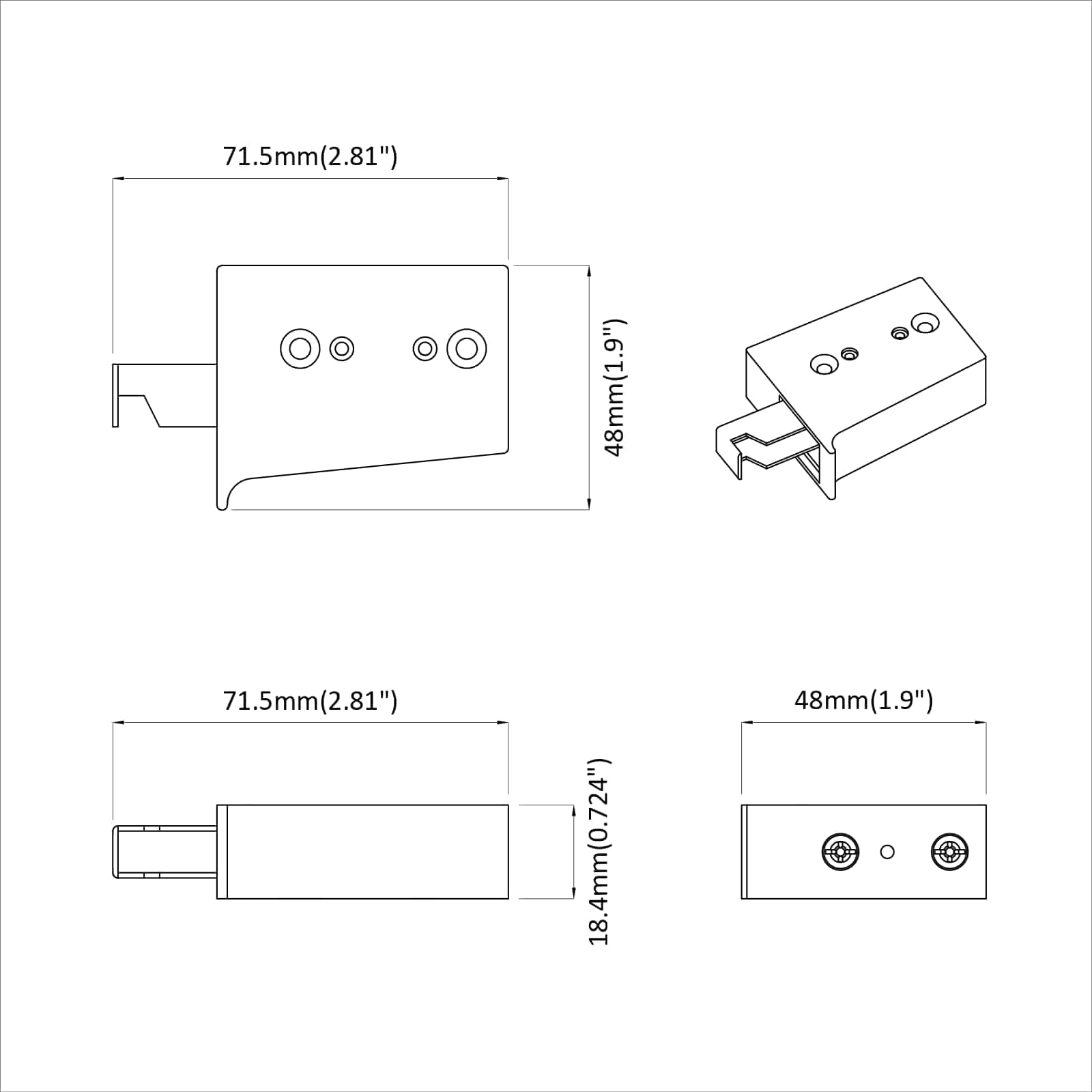 Osi za vješanje ormara 12 pcs Bijelo 70 x 48 x 19 mm