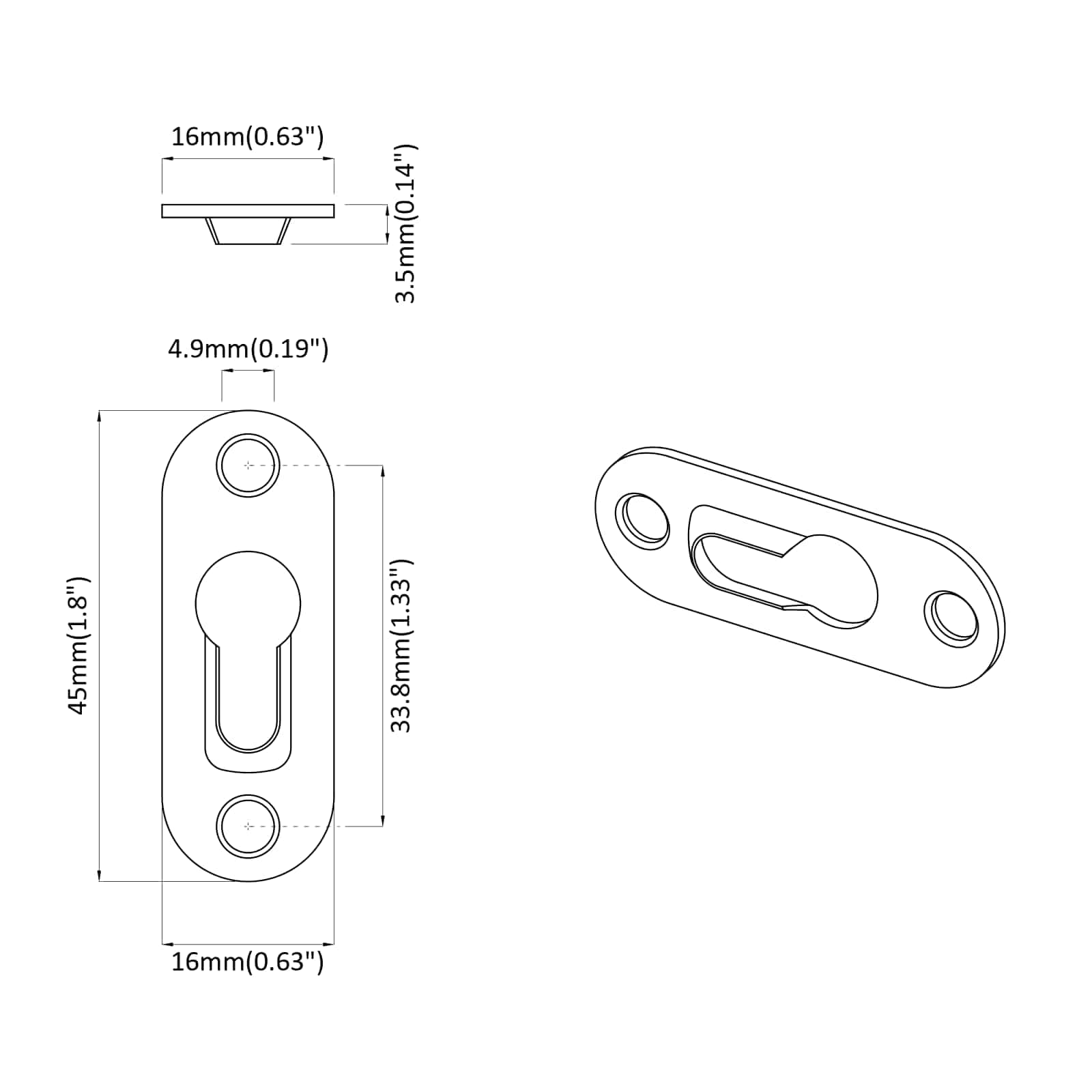Vješalica s rupom 3673 pcs Srebrno 45 x 16 x 3.5 mm Željezo