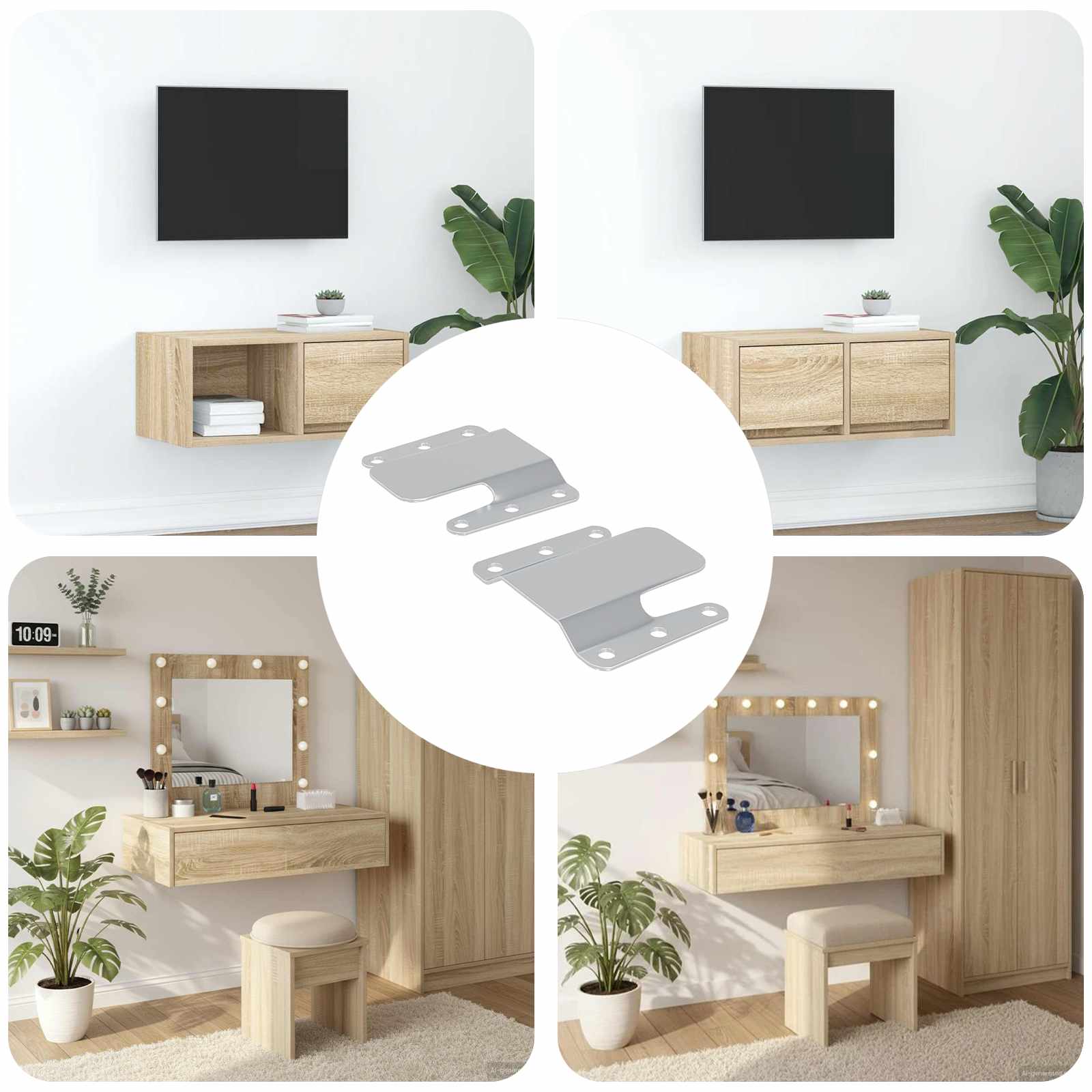 Držač za ravno montiranje 2 pcs Srebrno 75 x 66 x 1,4 mm Čelik