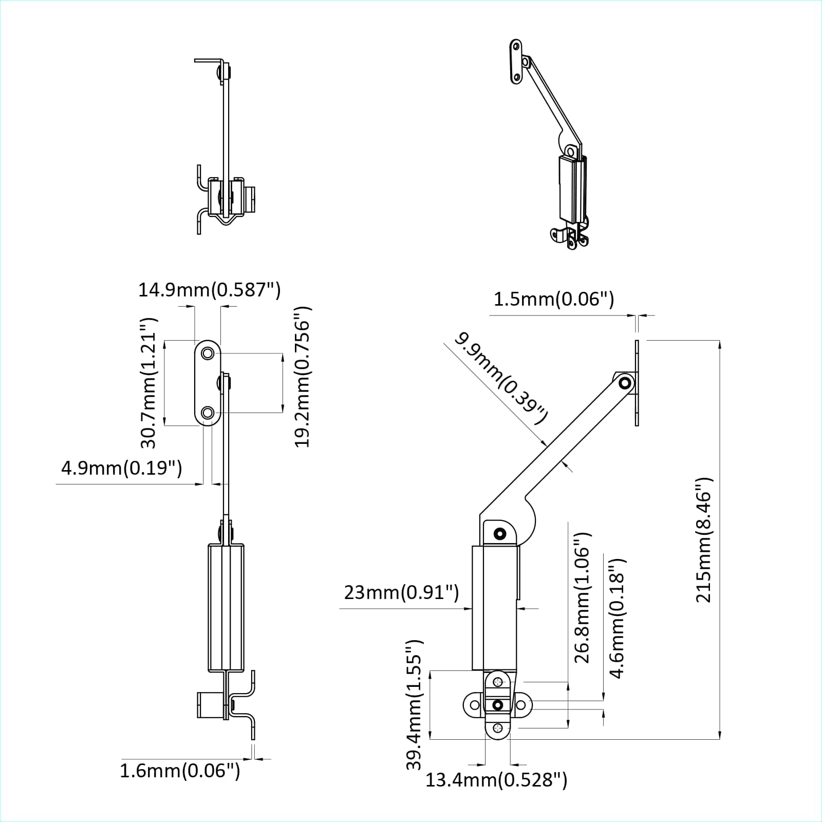 Šarka za podršku poklopcu 12 pcs Crna 192 x 32 x 50 mm Čelik