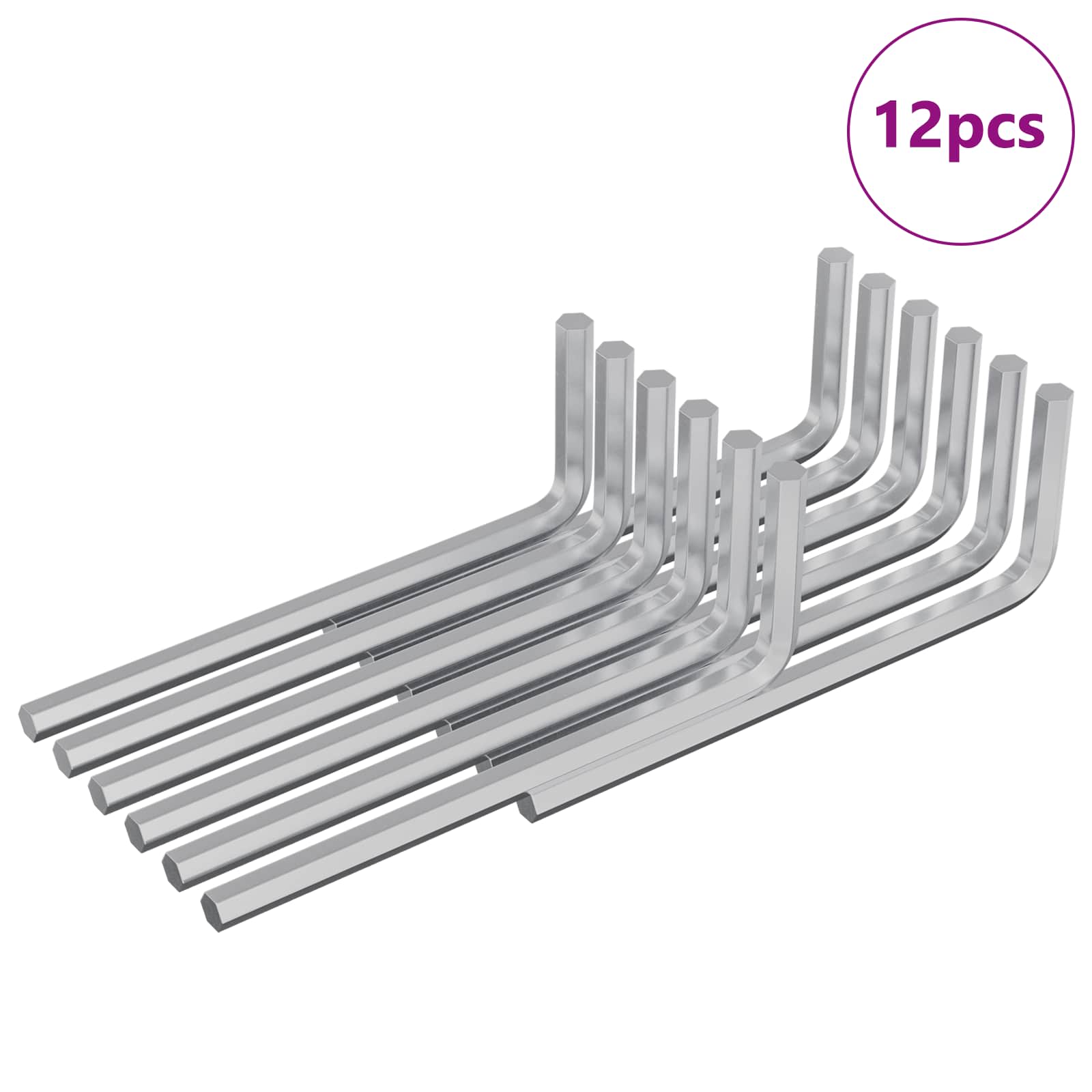 Hex ključ 12 pcs Srebrno 20 x 52 mm Čelik