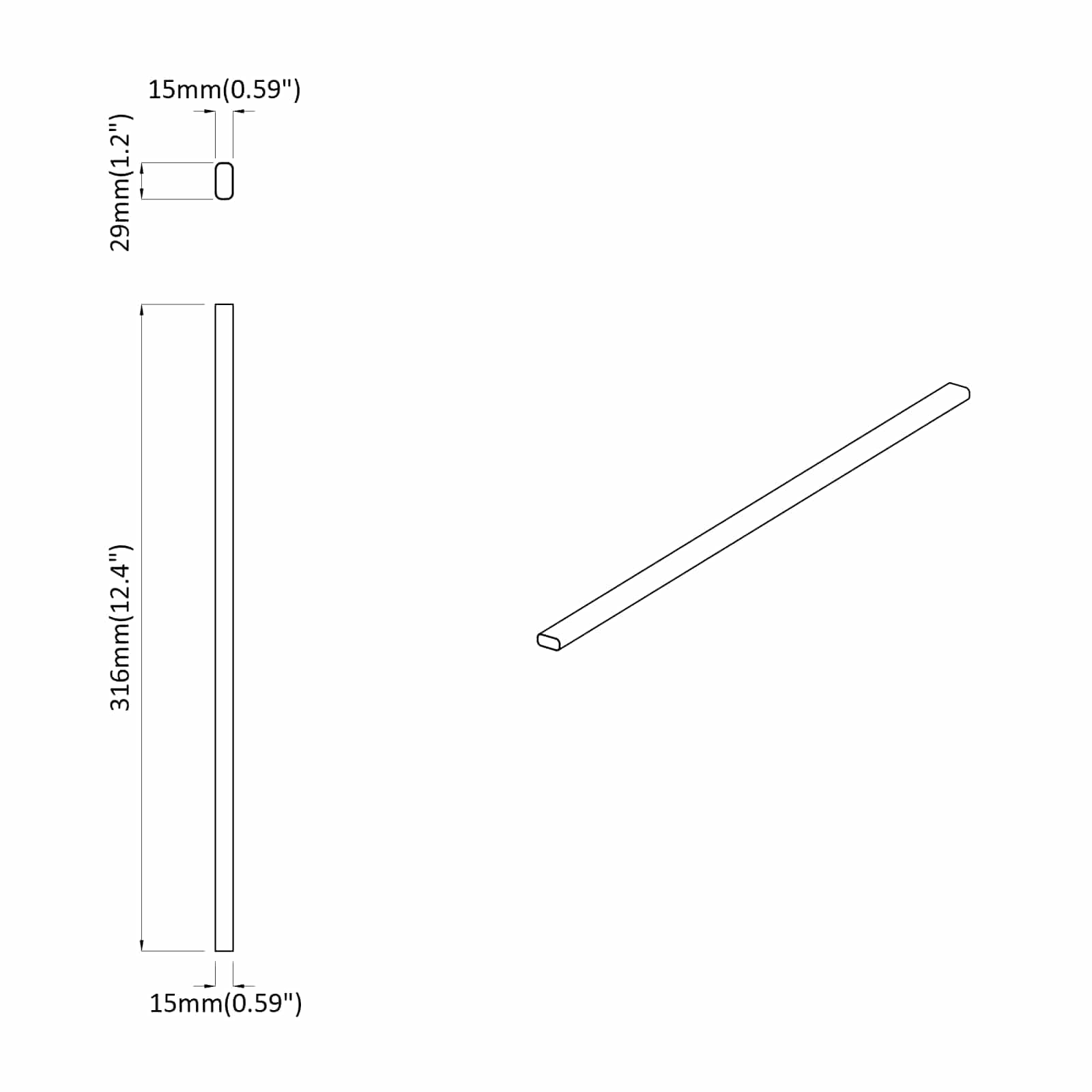 Cijev za ormar 2 pcs Srebrno 316 x 15 x 29 mm