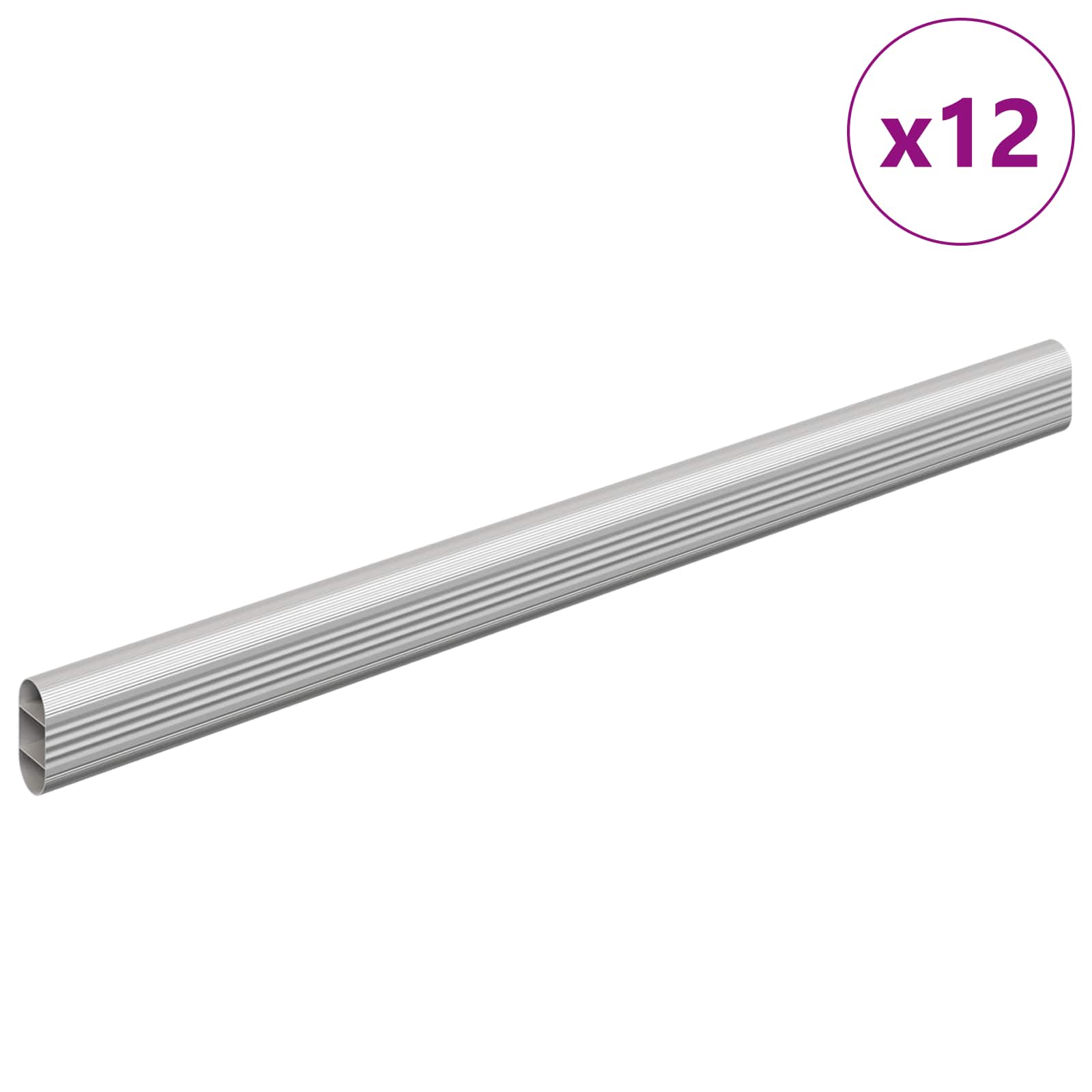 Cijev za ormar 12 pcs Srebrno 371,5 x 15 x 29 mm