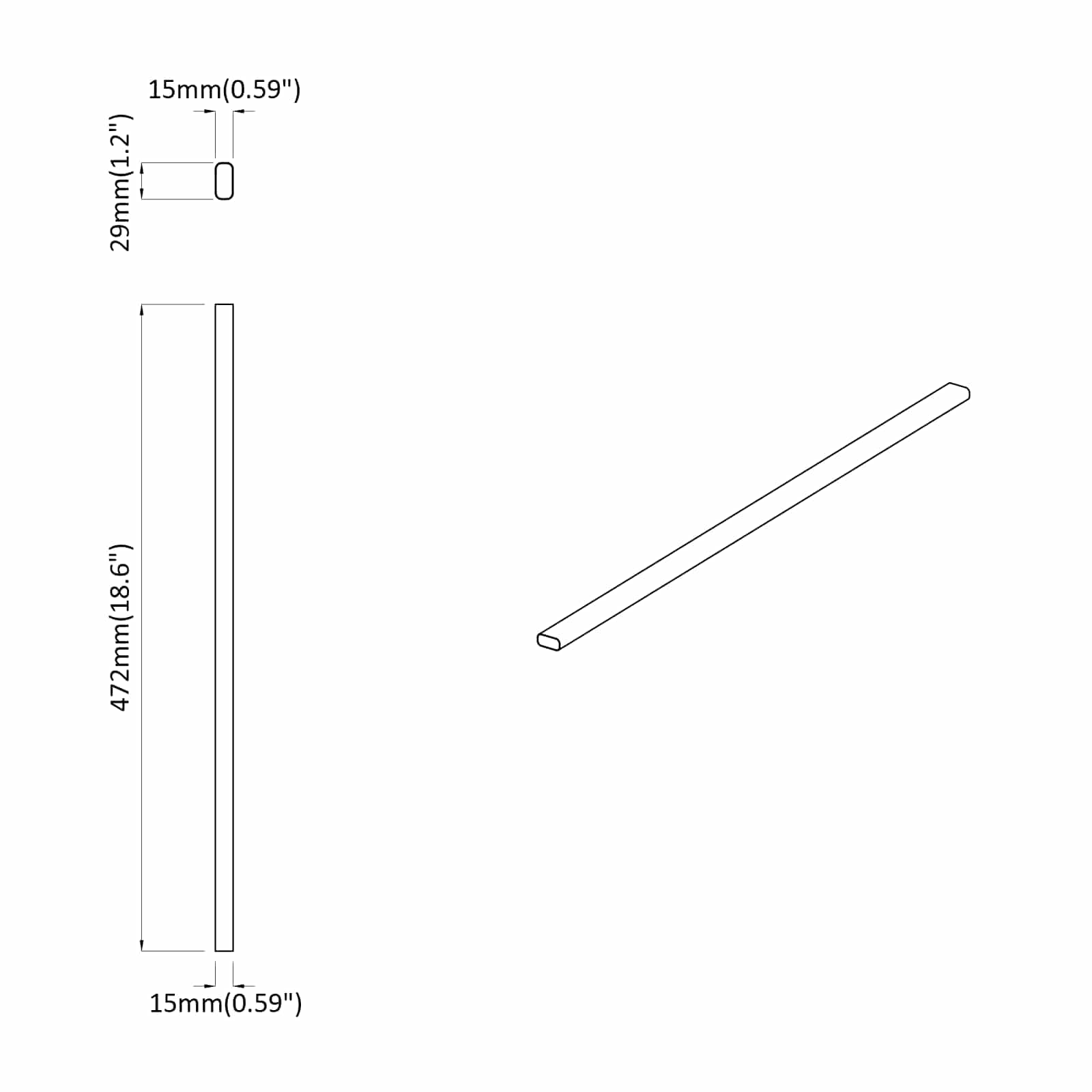 Cijev za ormar 12 pcs Srebrno 472 x 15 x 29 mm