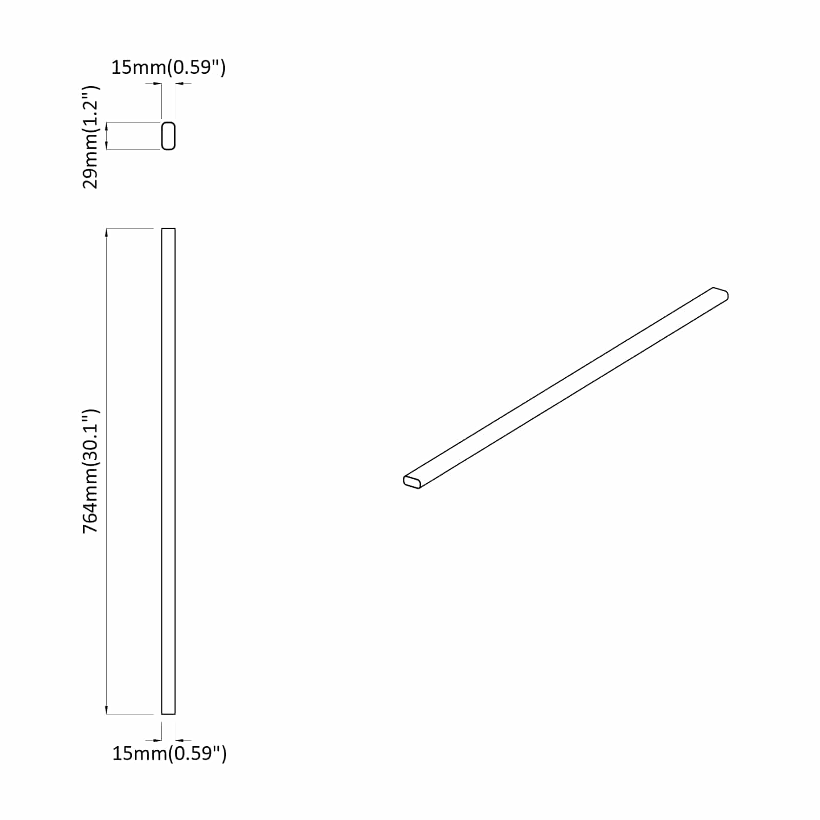 Cijev za ormar 2 pcs Srebrno 764 x 15 x 29 mm