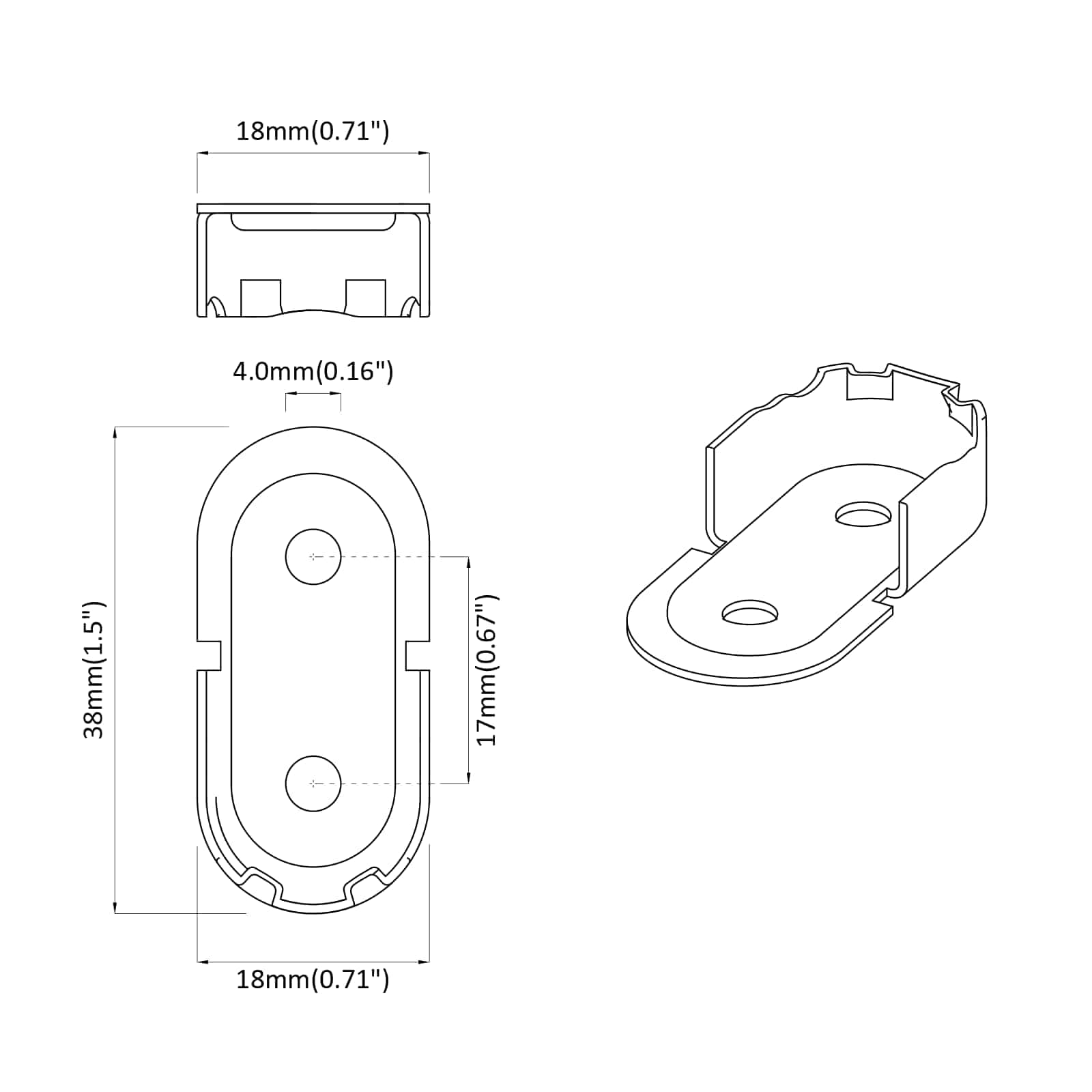 Držač za šipku u ormaru 2 pcs Bijeli cink 40 x 18 x 10 mm