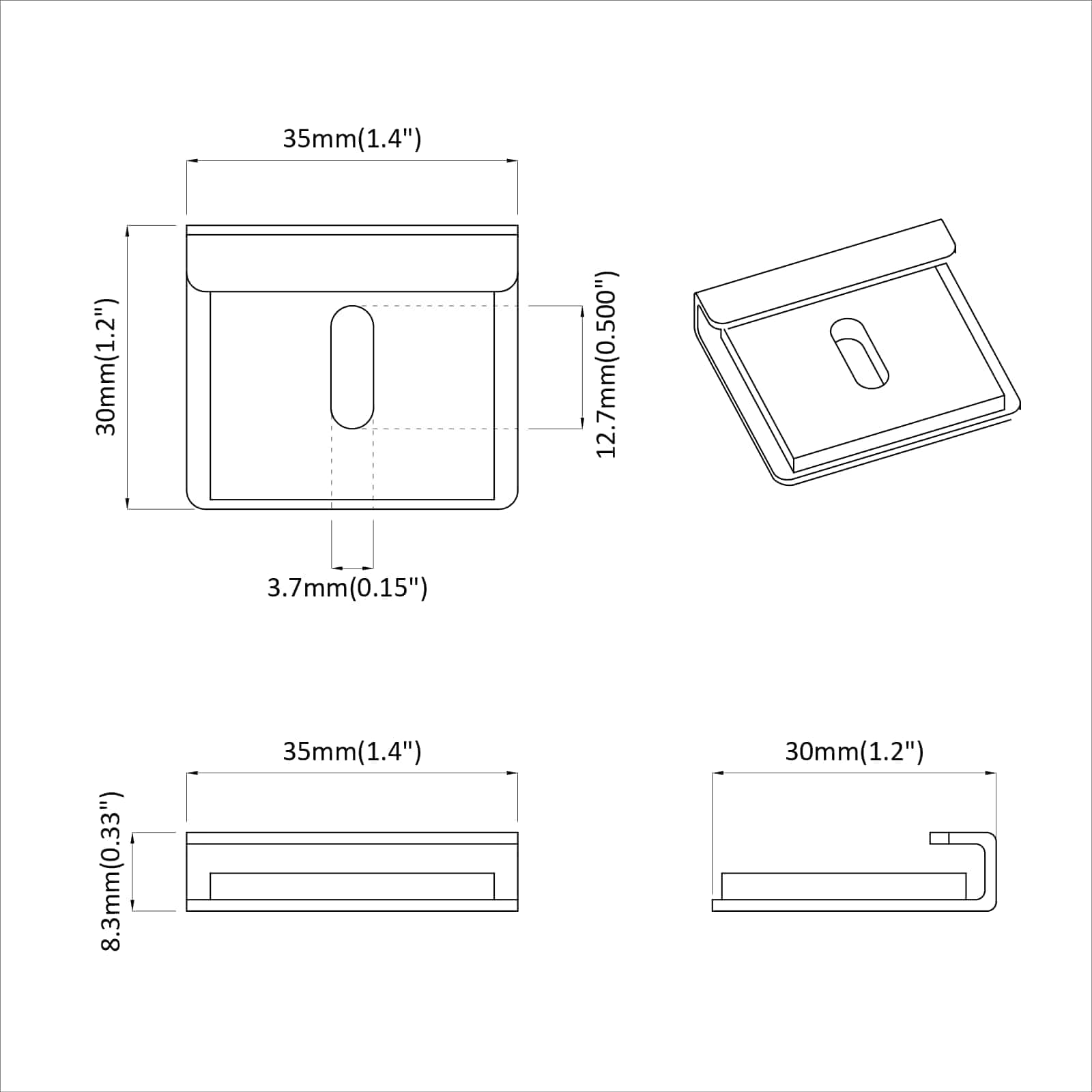 Držač za ogledalo 2 pcs Nikla 35 x 30 x 8,3 mm Čelik