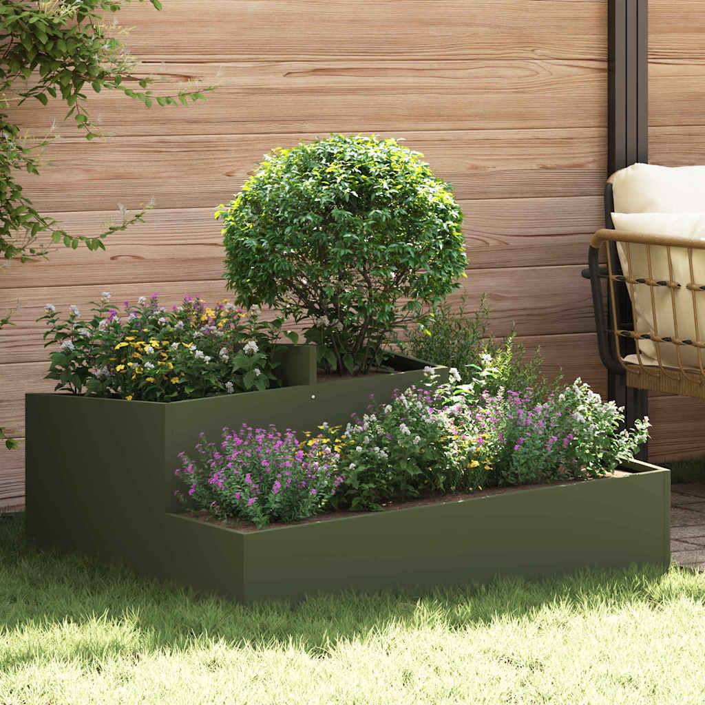 Vrtna saksija Maslinasto zelena 100 x 100 x 50 cm Čelična vrata