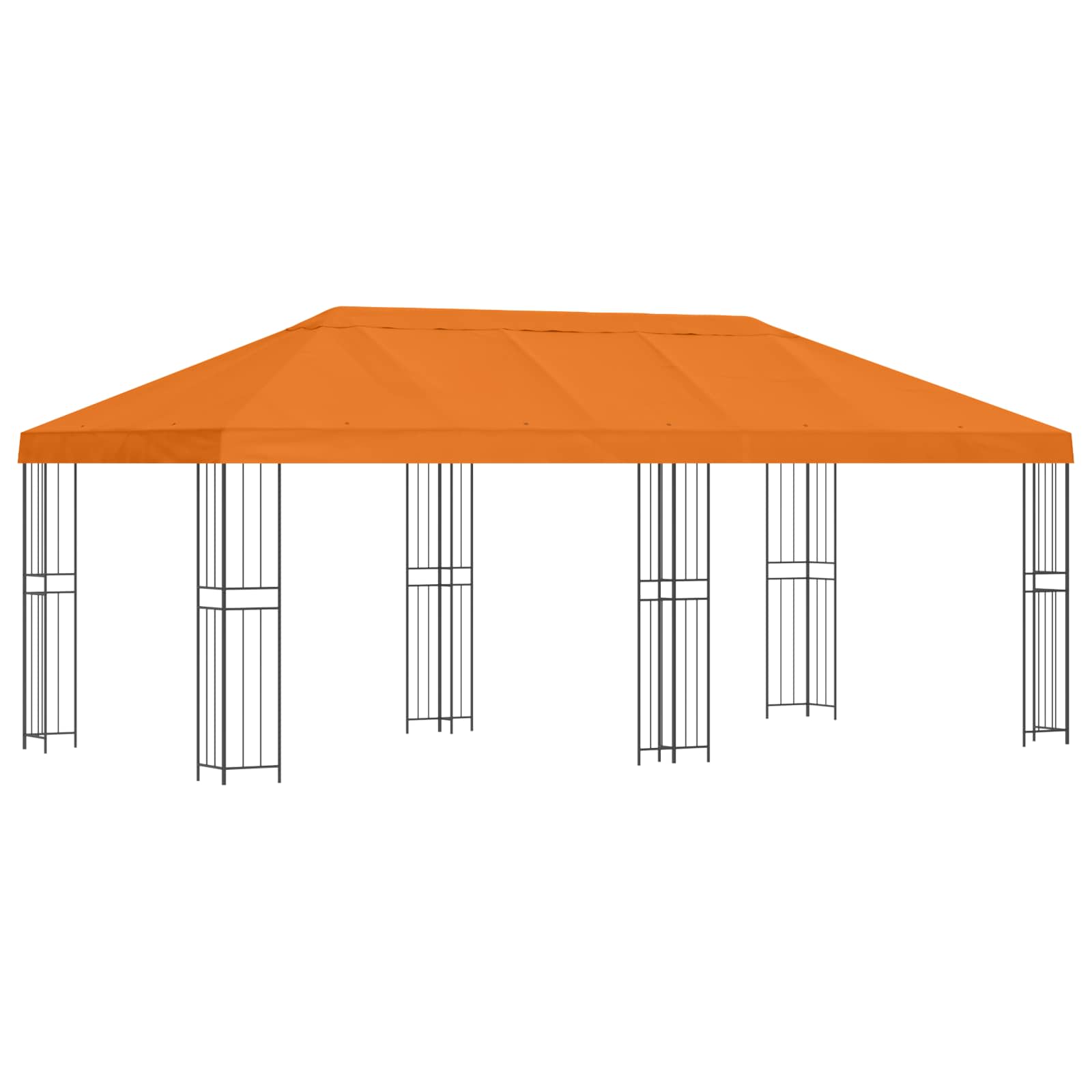 Paviljon s bočnim stranama 6 x 3 m Narančasta Poliester i čelik