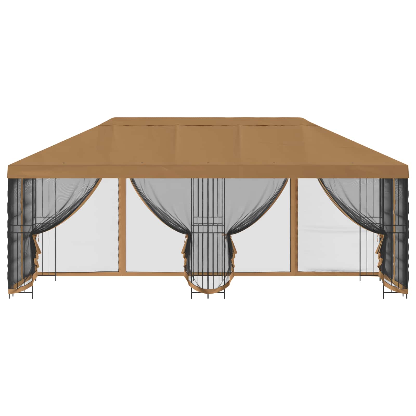 Paviljon s bočnim stranama 6 x 3 m Bež Poliester i čelik 190