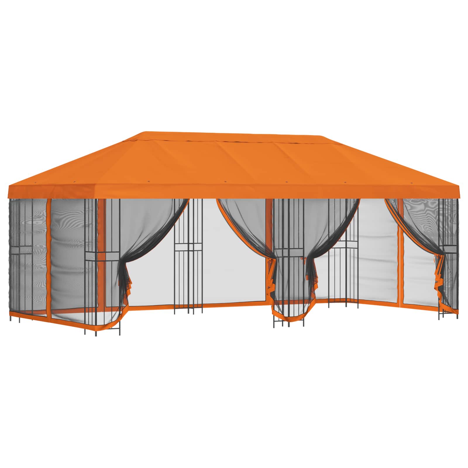 Paviljon s bočnim stranama 6 x 3 m Narančasta Poliester i čelik